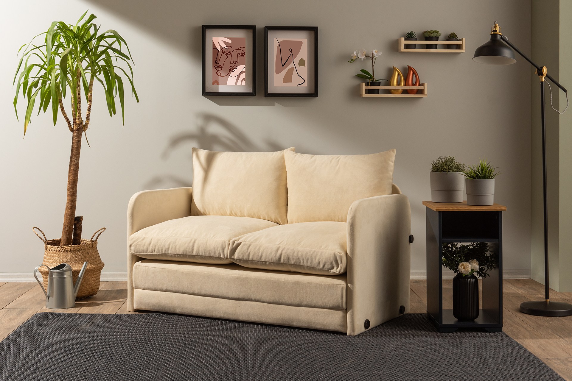 Saga Schlafsofa 2-Sitzer Creme