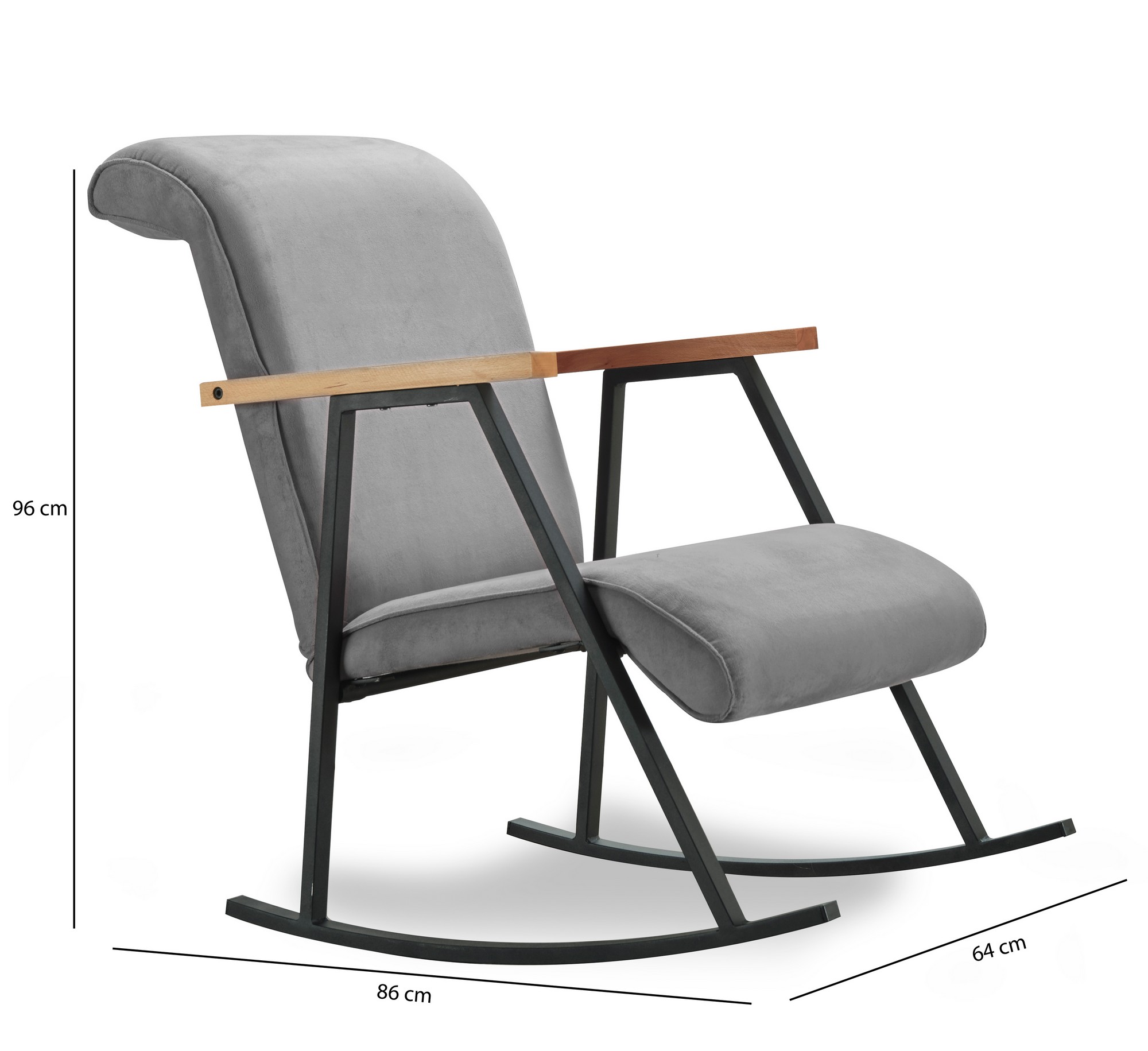 Yoka Schaukelstuhl Textil Grau