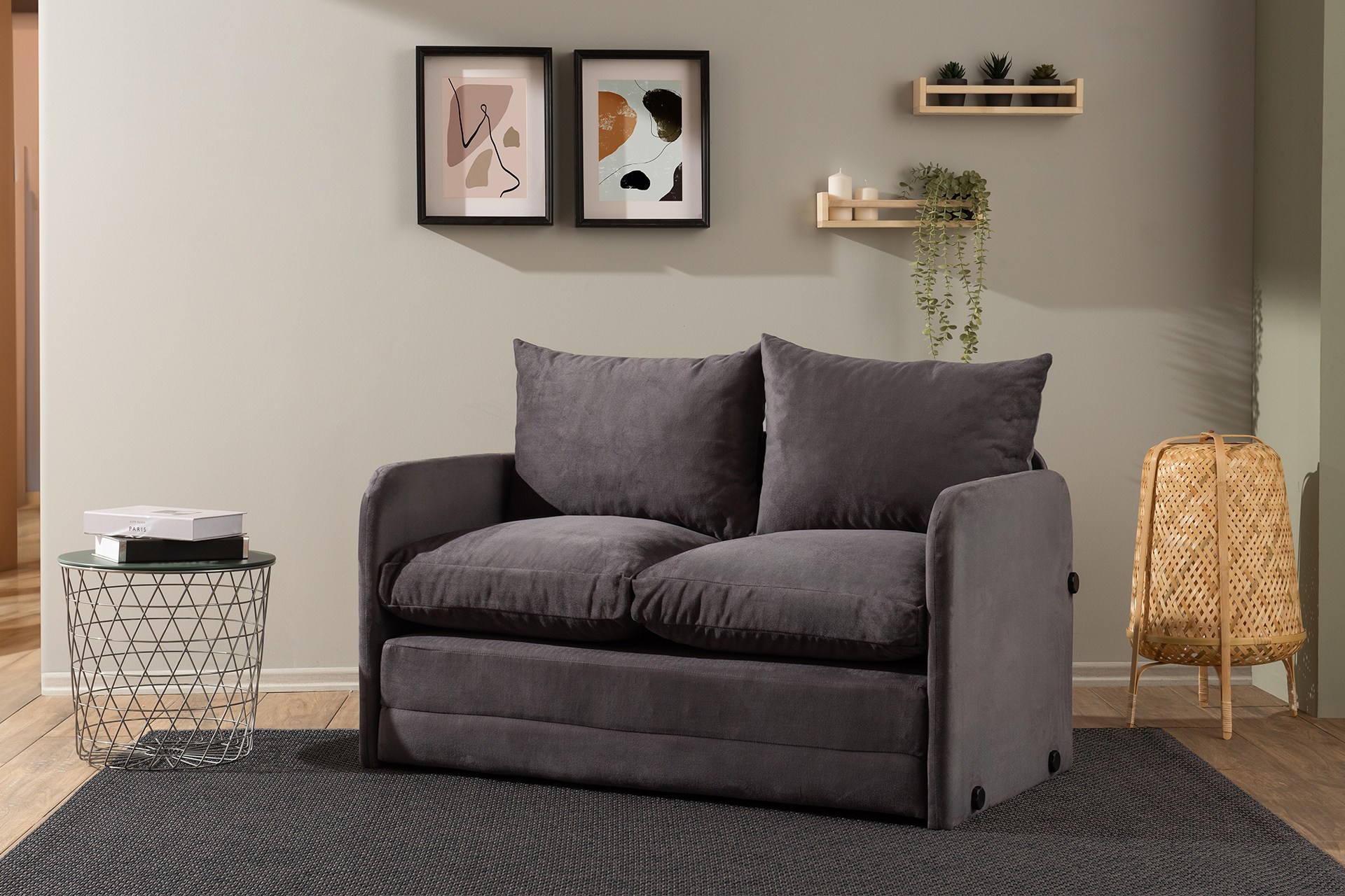 Saga Schlafsofa 2-Sitzer Grau