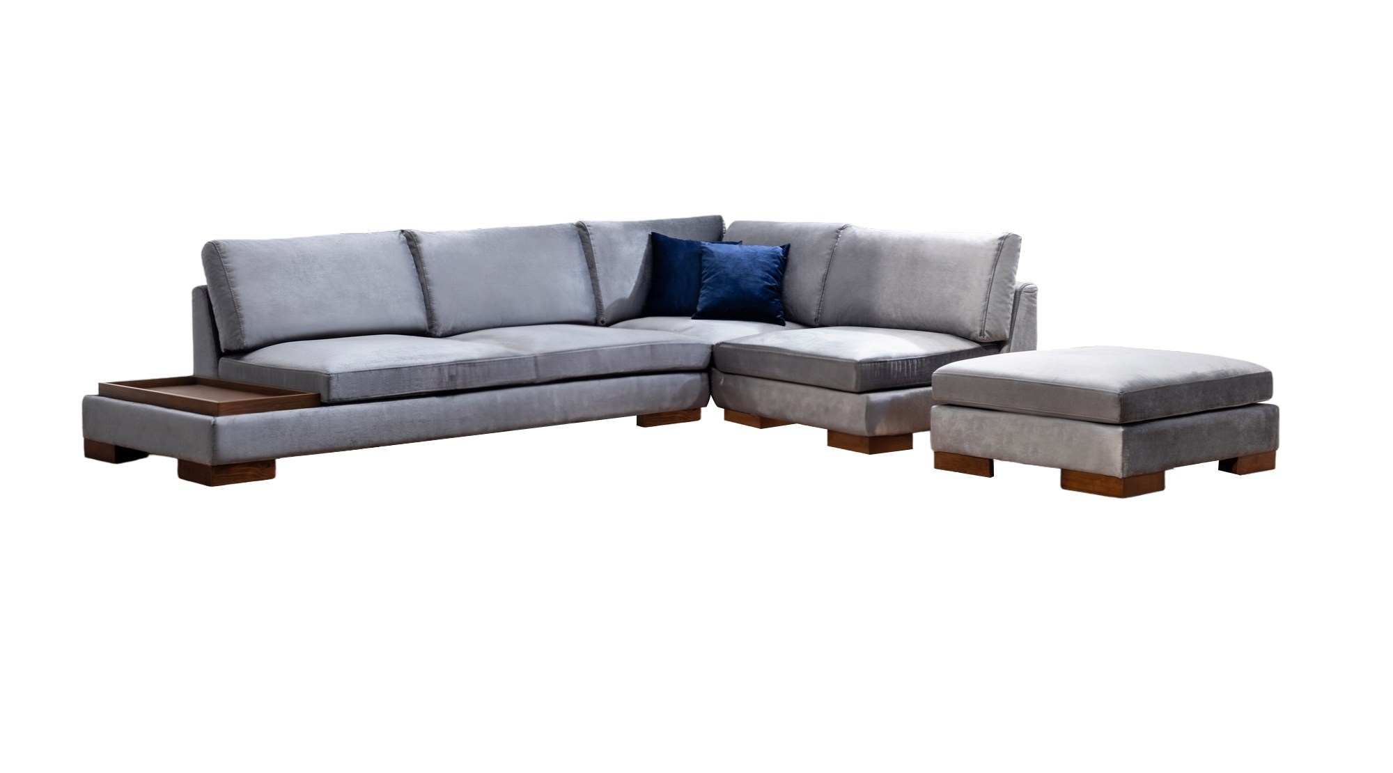 Tulip Ecksofa Rechts mit Hocker Dunkelgrau