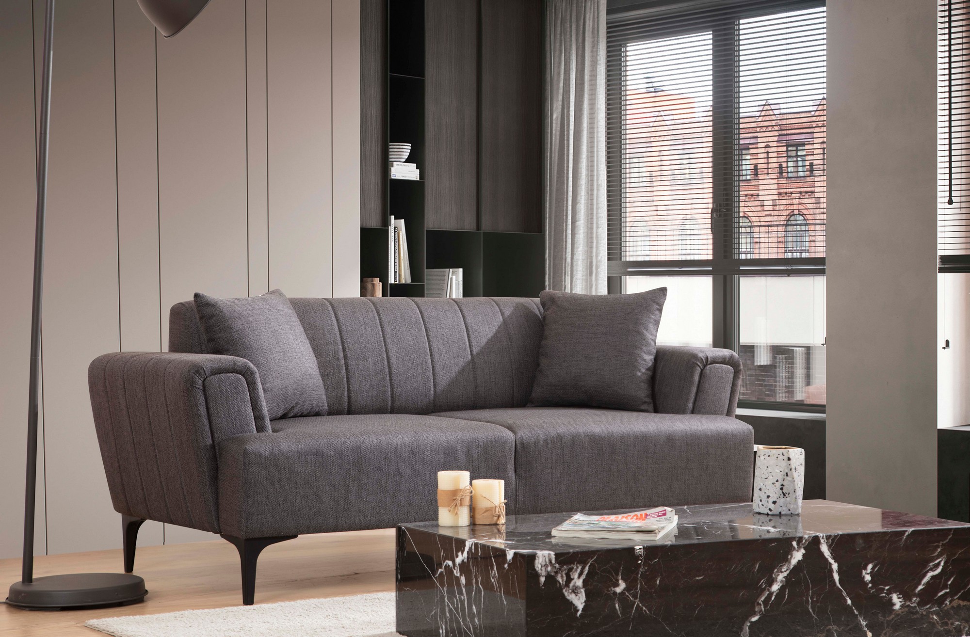 Hamlet 2-seater sofa dark grey