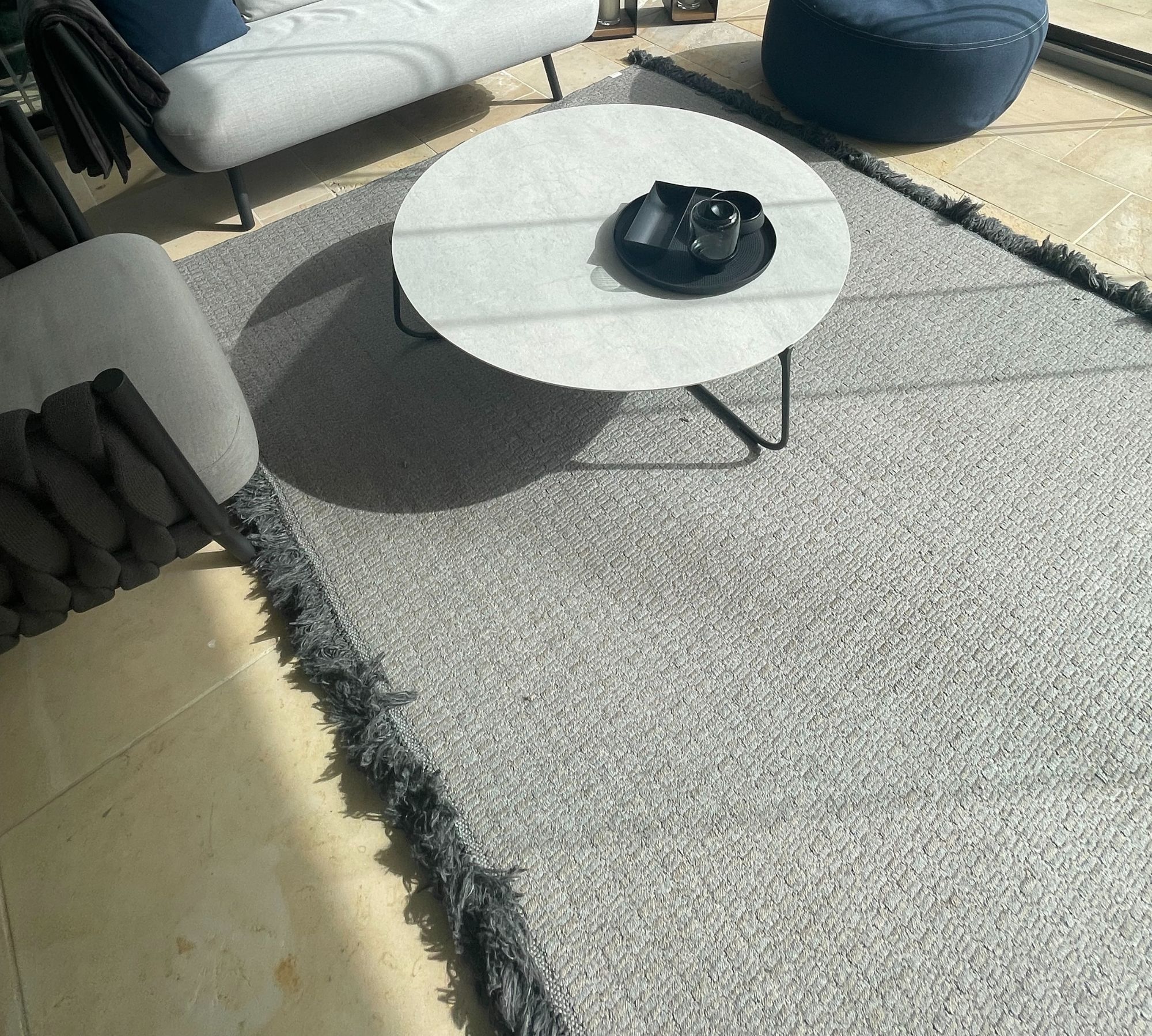 Outdoor Teppich Textil Grau 300 x 200 cm