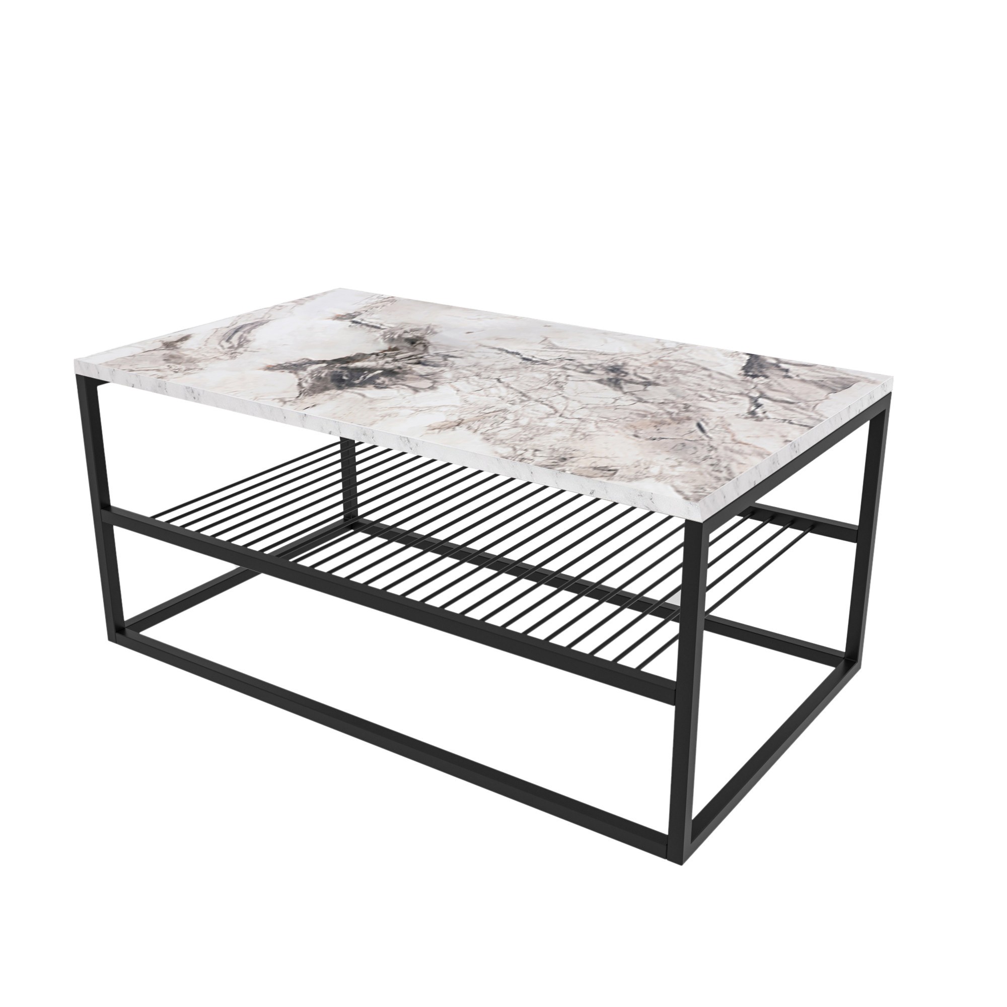 Asude Couchtisch Holzfurnier Weiß Schwarz