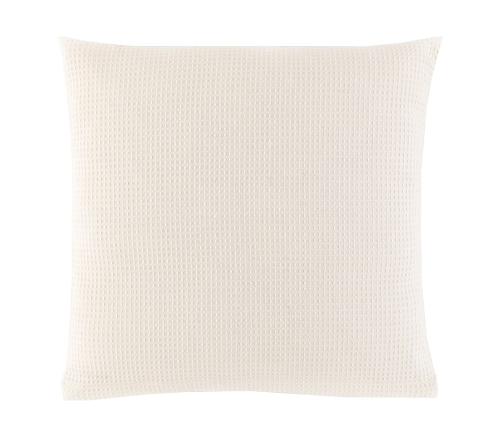 Kissen und Decken Set aus Waffelpiqué 100% Baumwolle Creme
