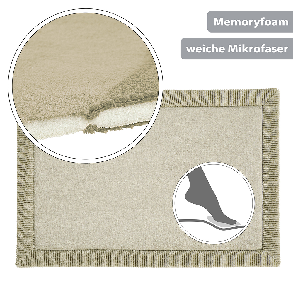 Rutschfeste Microfaser Badematte mit Memory Foam Sand