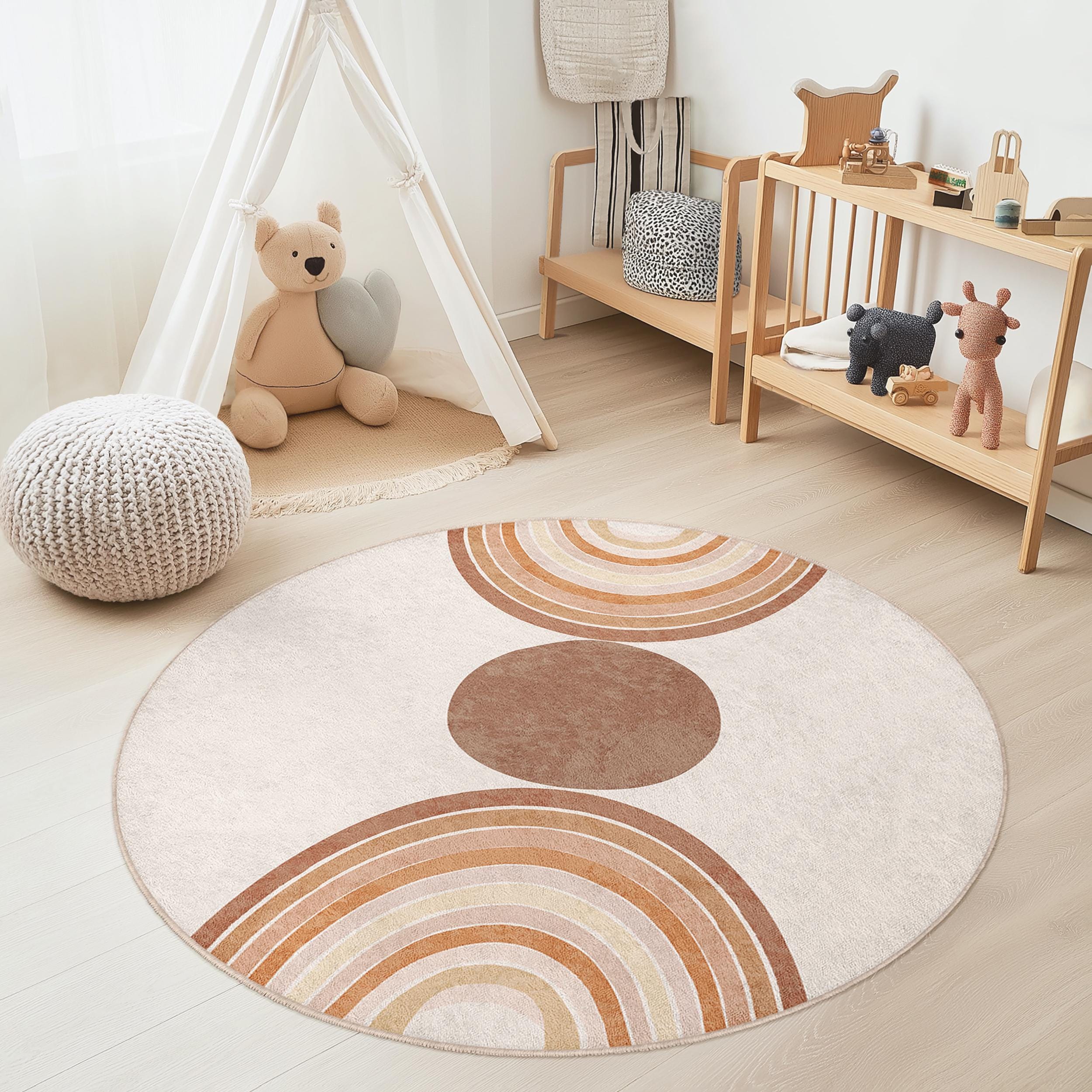Boho-Regenbogen Kinderteppich Mehrfarbig Ø120cm