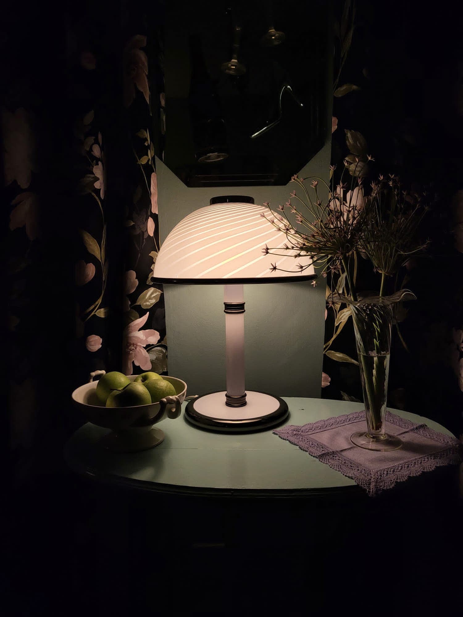 Vintage mushroom table lamp Murano glass 1980s