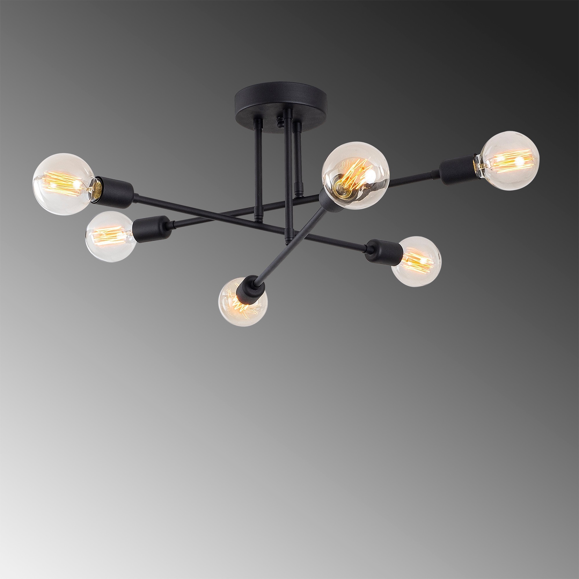 6-Burner Flower 174-AV Ceiling Lamp Iron Black