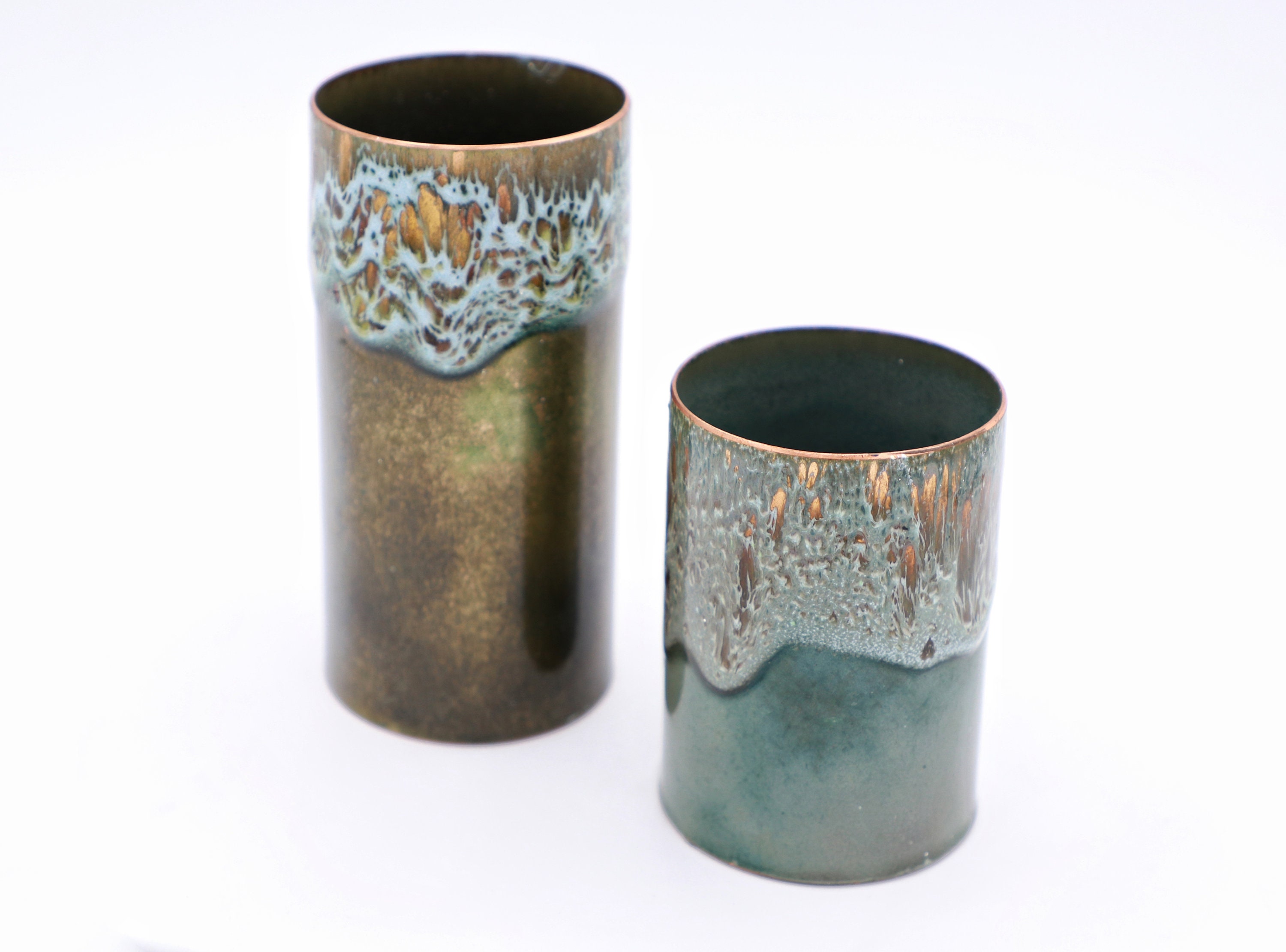 2x Vintage Vase Metall 1960er Jahre