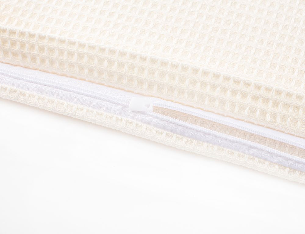 Kissen und Decken Set aus Waffelpiqué 100% Baumwolle Creme