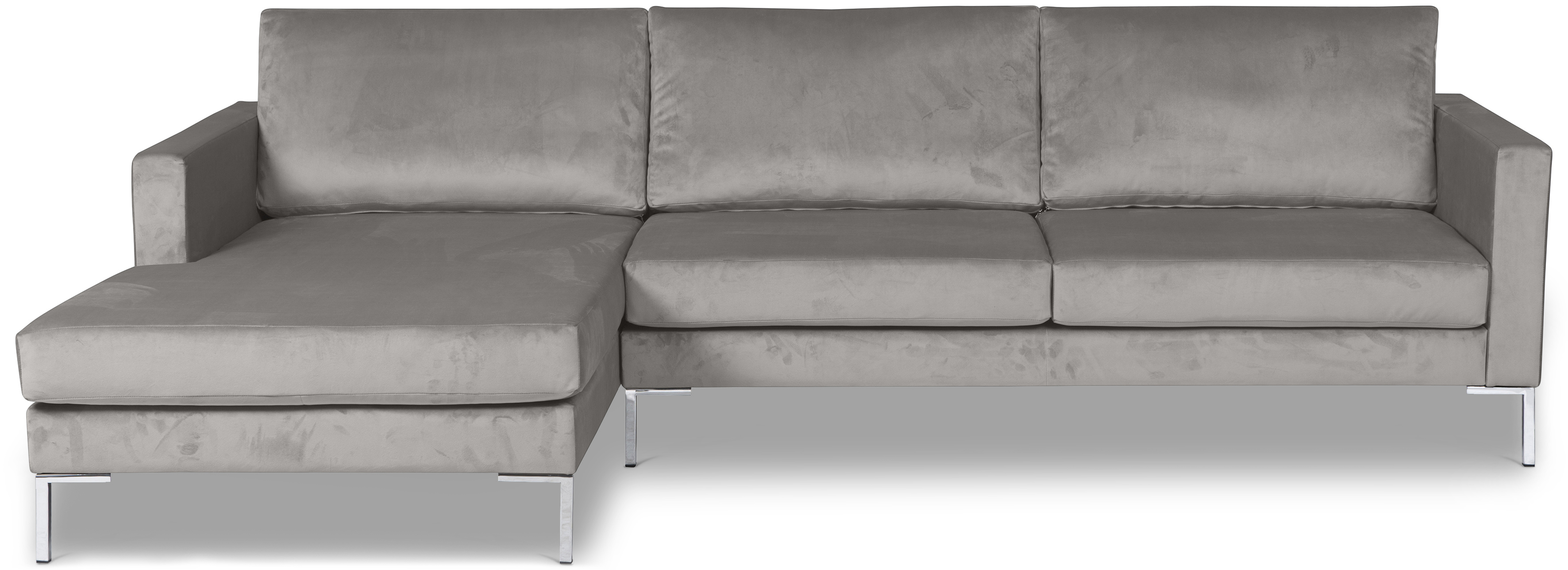 Portobello Sofa Récamiere Links Samt Metall Hellgrau