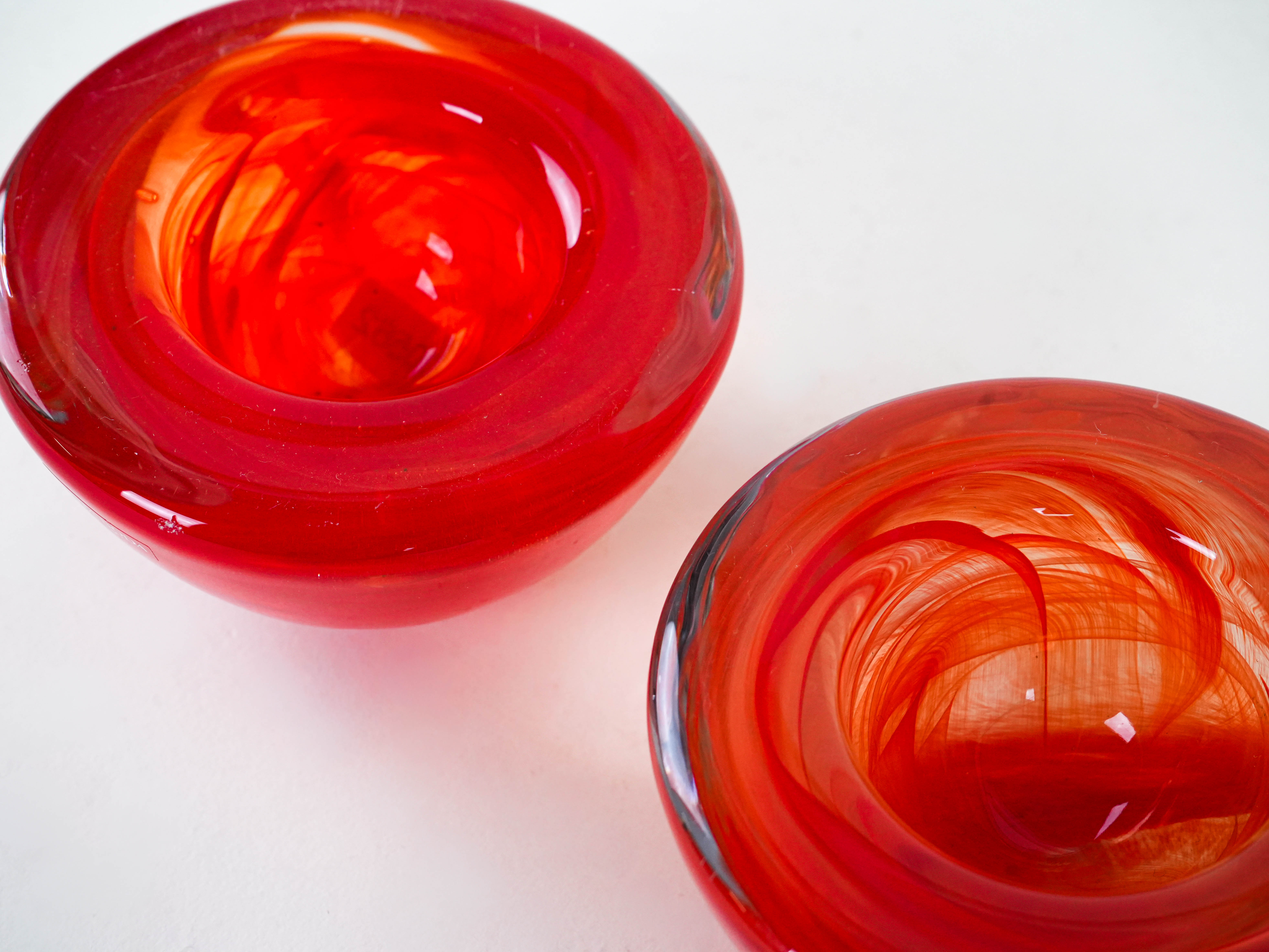 Set aus Glaskerzenhaltern  1970er Jahre Kosta Boda