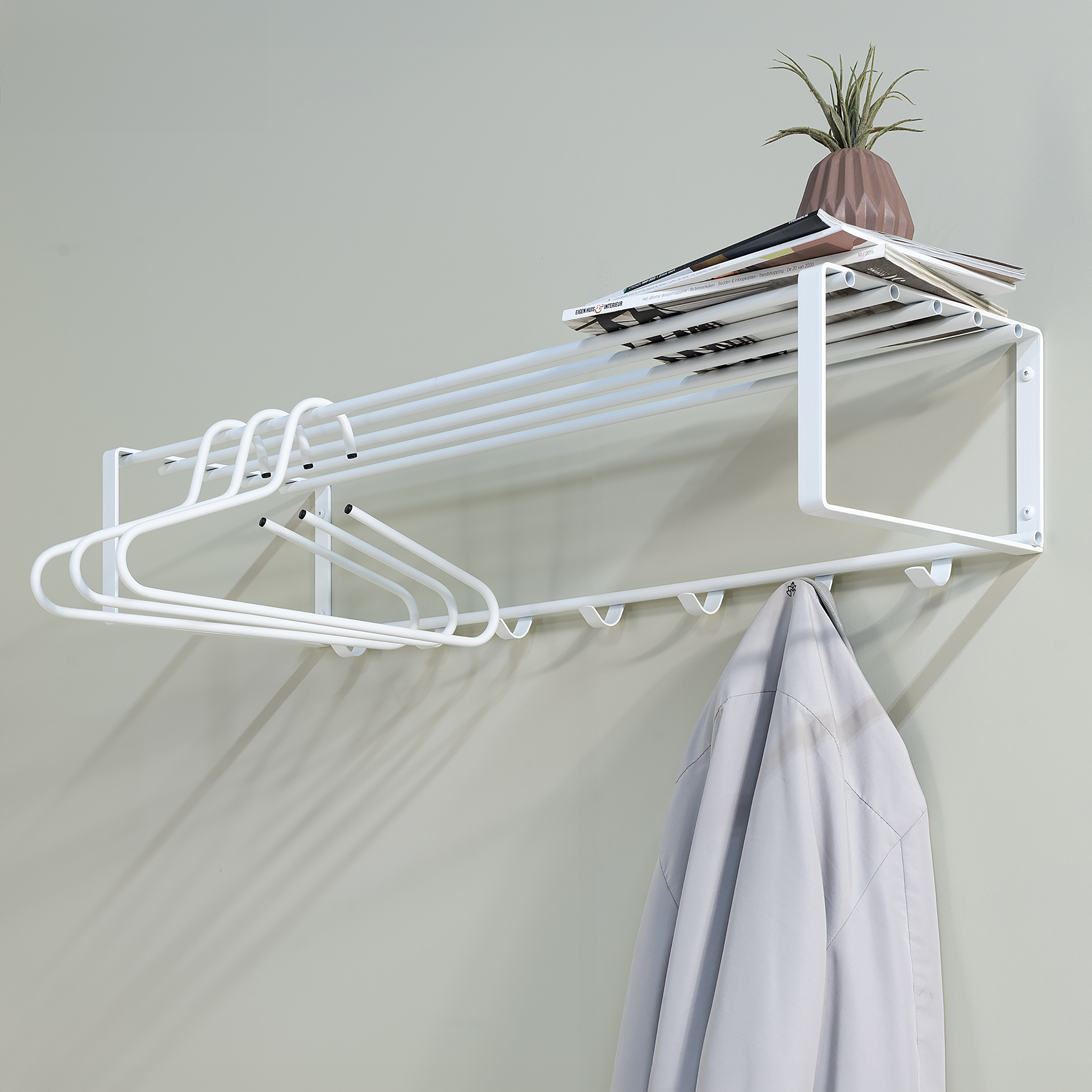 Welbeck Wandgarderobe Metall Weiß