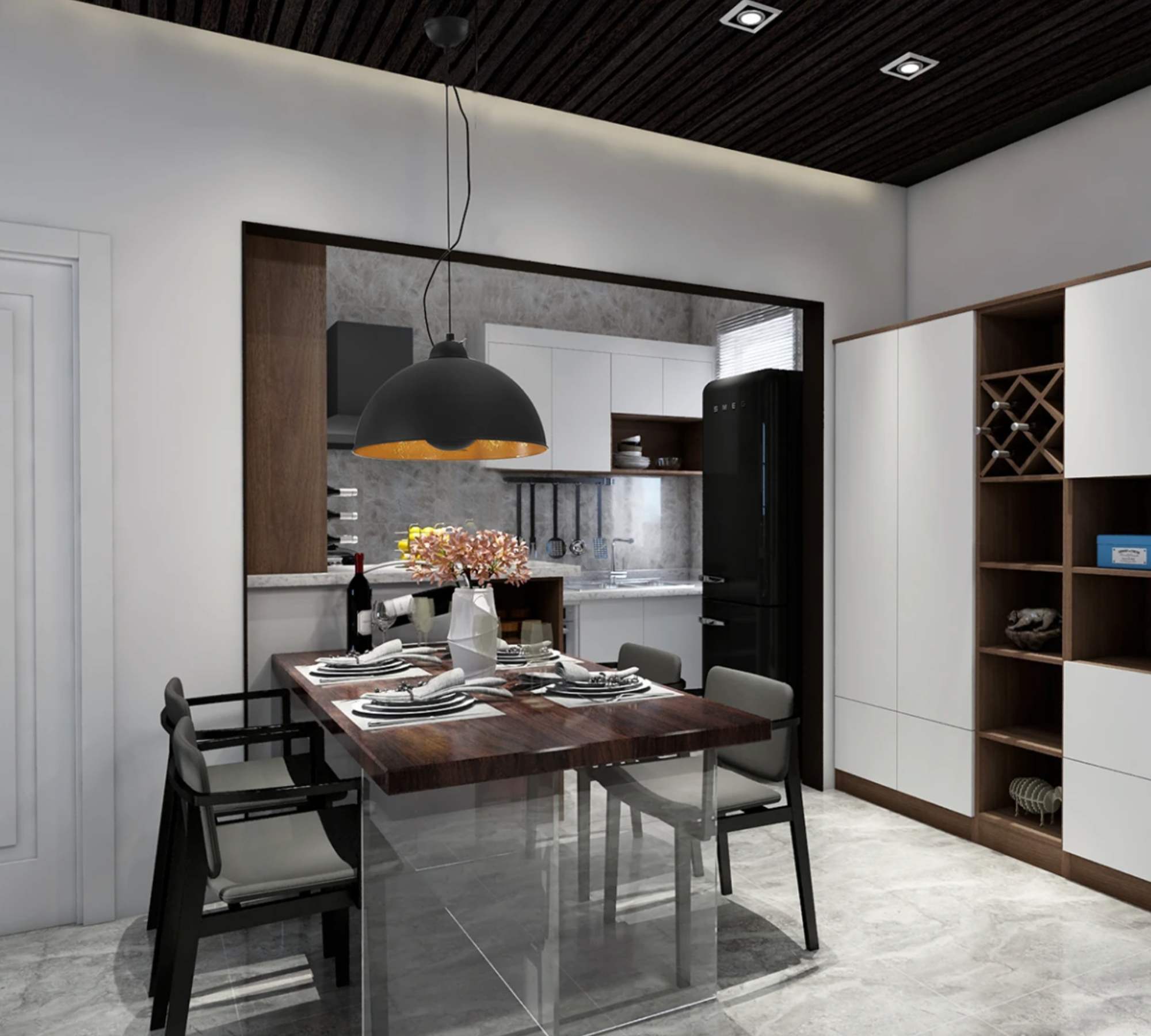 Pendant lamp Buk II Iron 1-light Gold