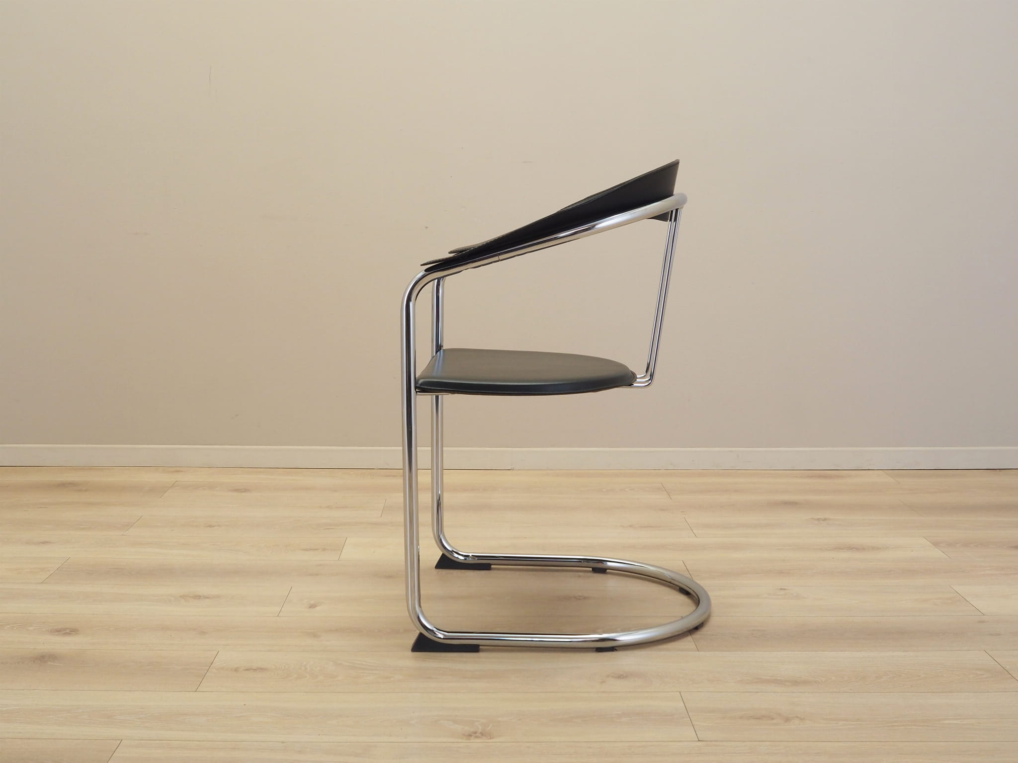 4x Dining chair leather metal 1980s
