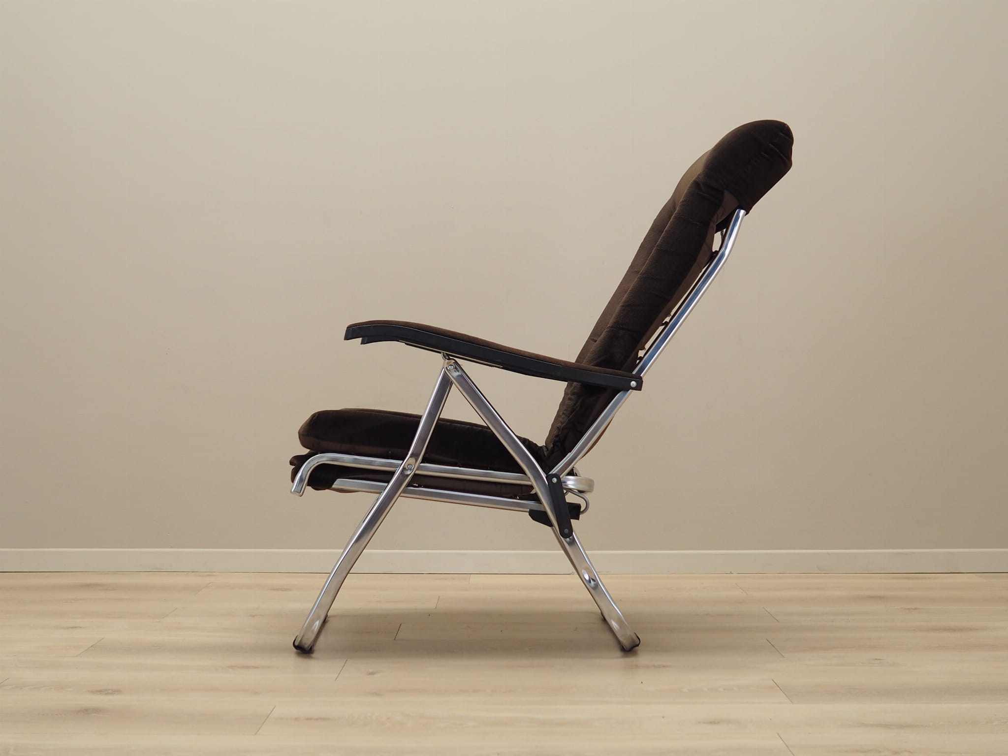 Vintage armchair velvet metal brown 1970s