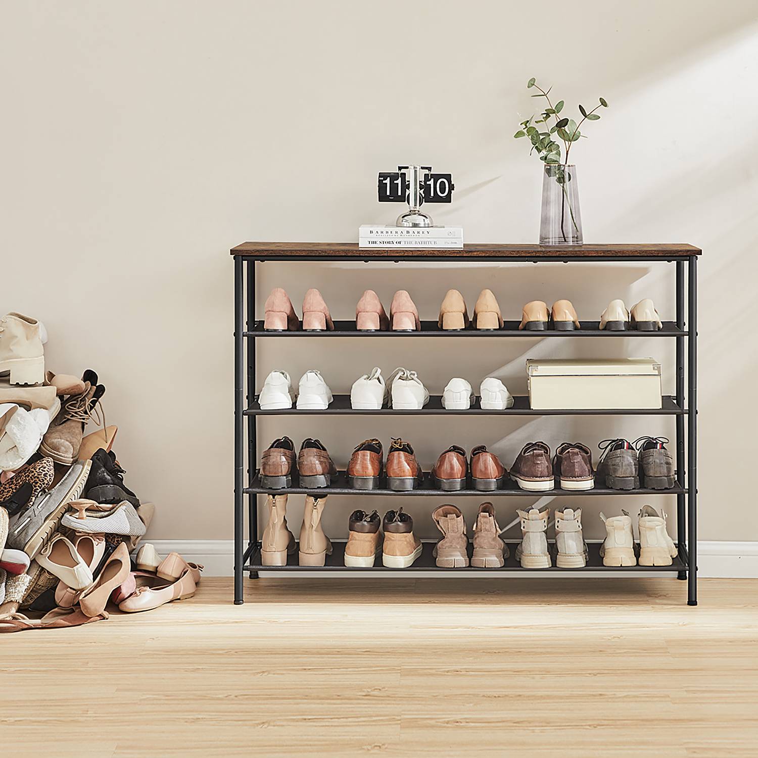 Schuhregal Zedawa Dunkelbraun Schwarz