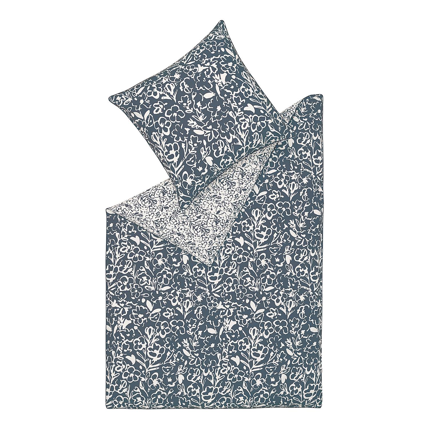 Bettwäsche Cleo Baumwolle / Mako-Satin Blau 135 x 200 cm