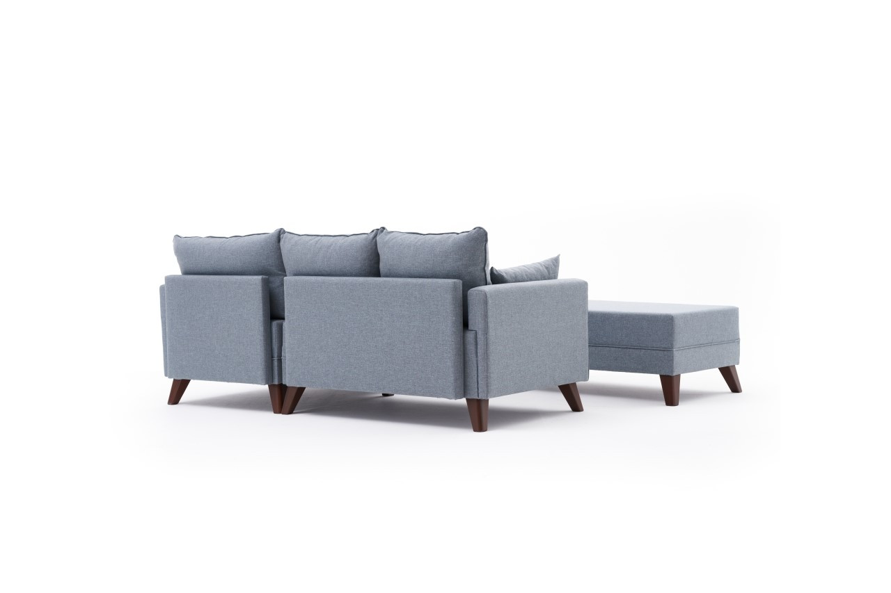 Bella Sofa Récamiere Rechts mit Hocker Blau