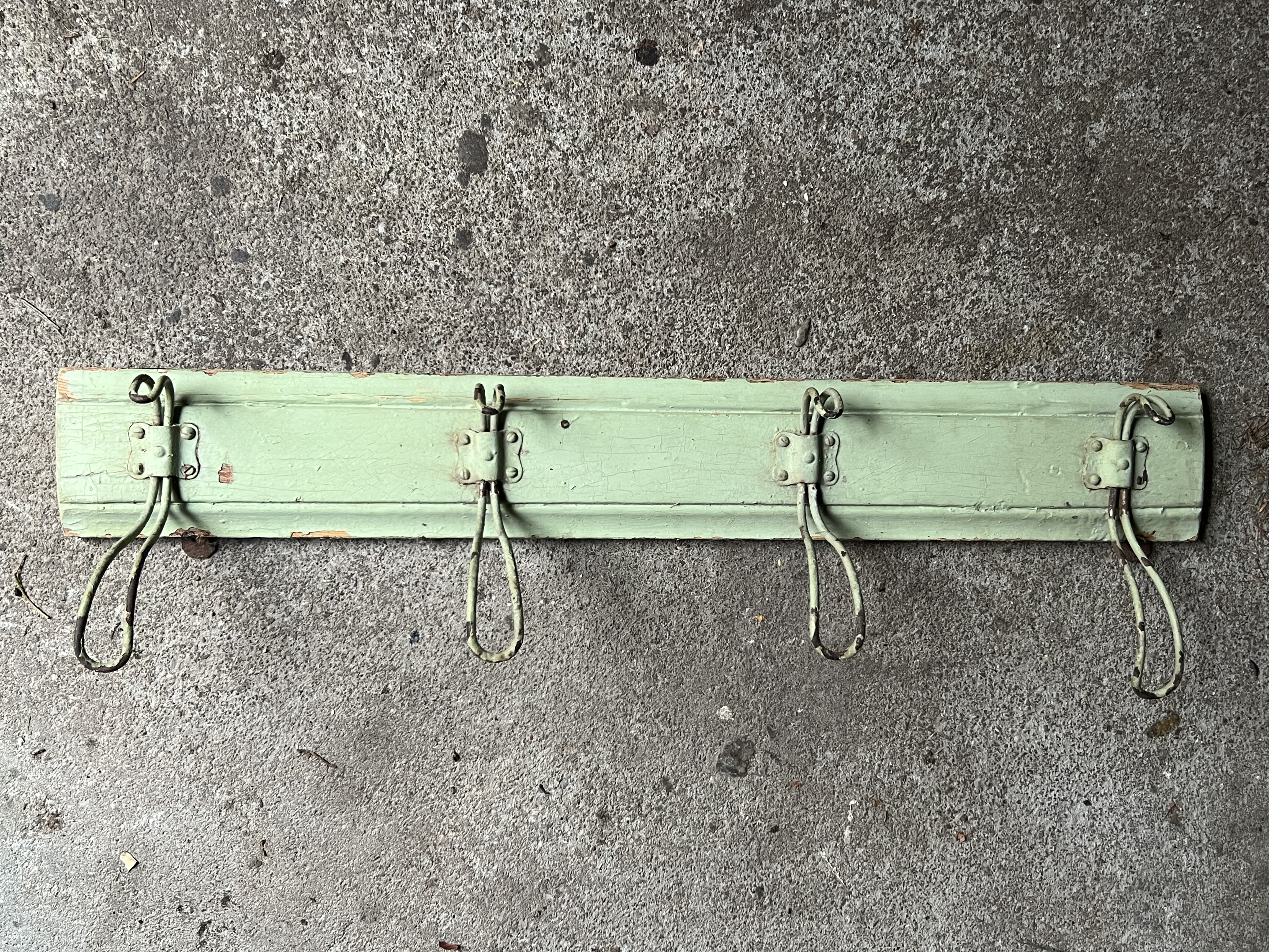 Vintage Wall Coat Rack Wood Green