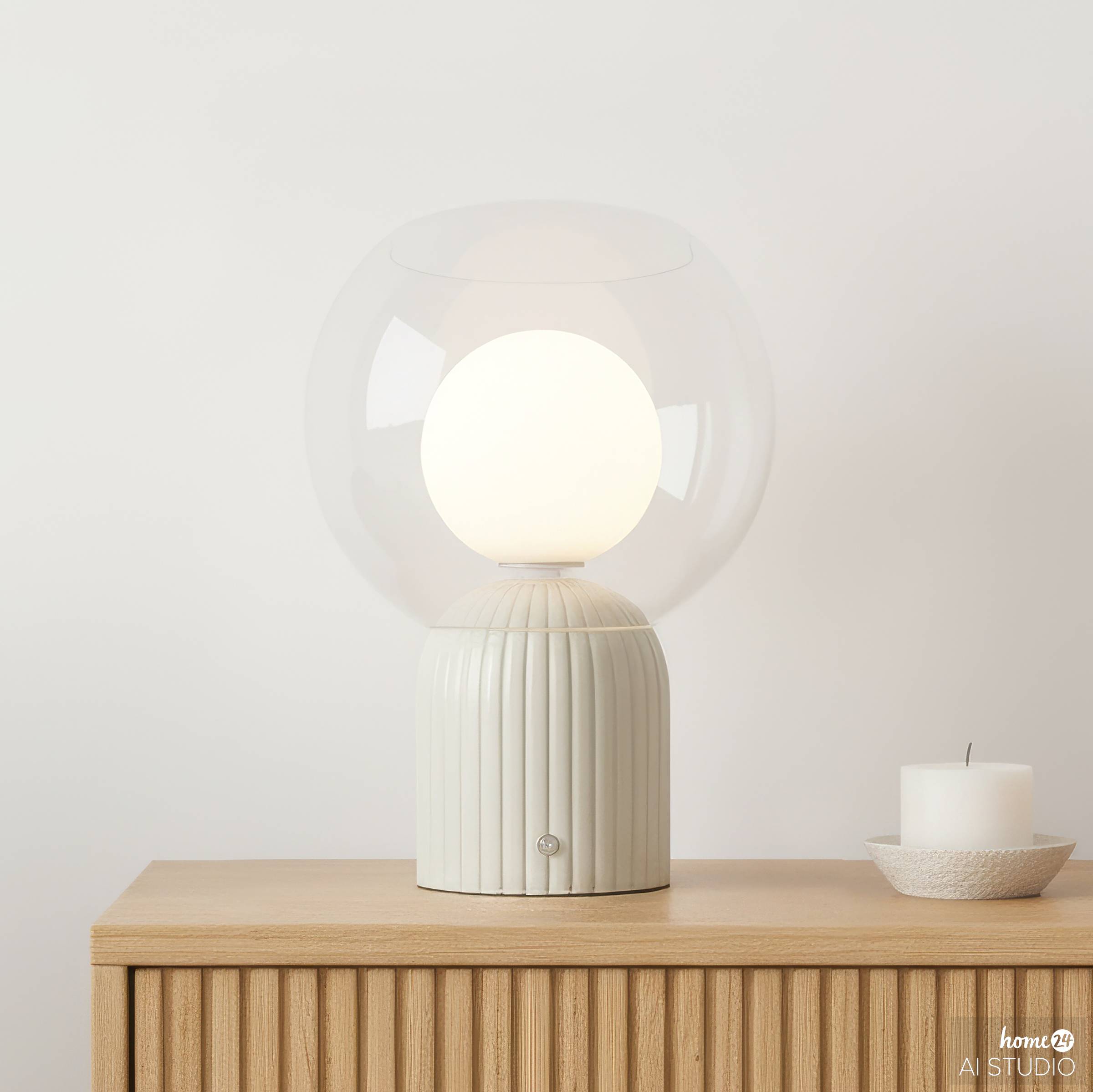 Akku-Tischleuchte VISOR Glas Eisen Beige