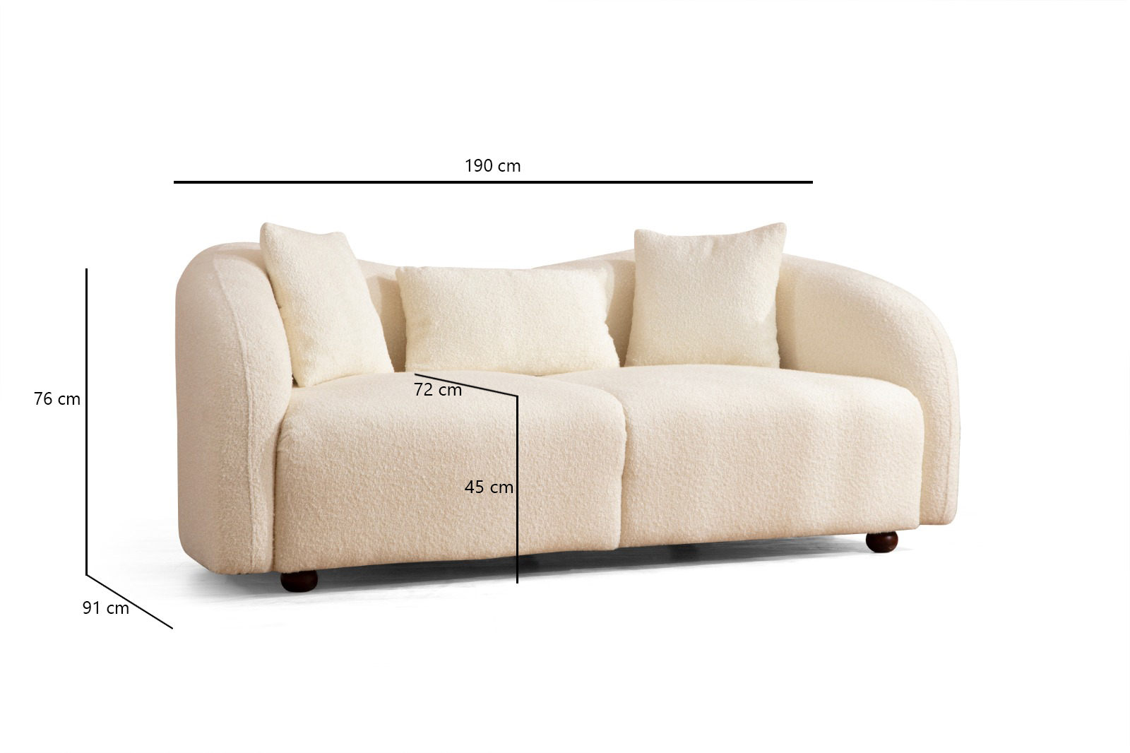 Venedik Sofa 2-Sitzer Creme