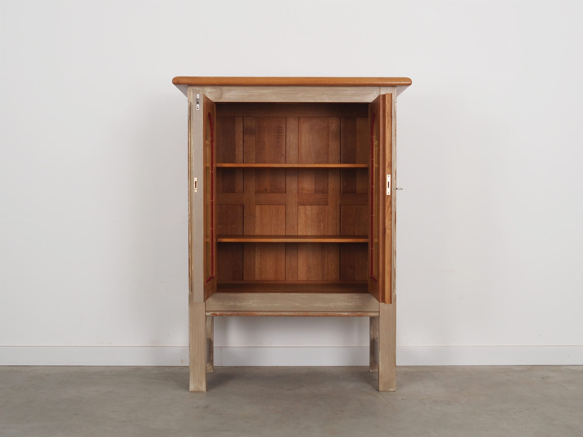 Vintage Display Cabinet Wood Grey 1960s 