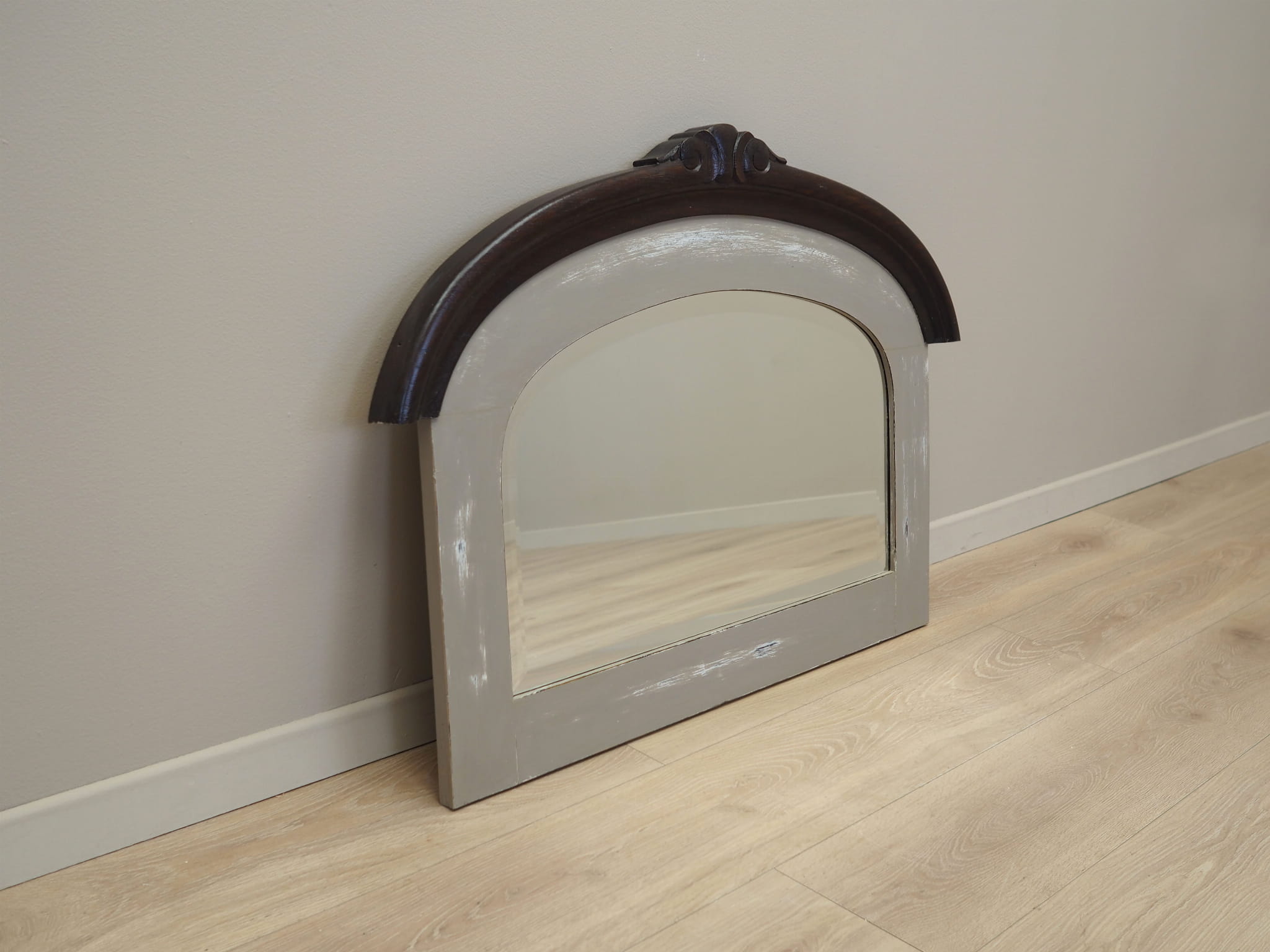 Vintage Mirror Oak Wood Brown 1960s