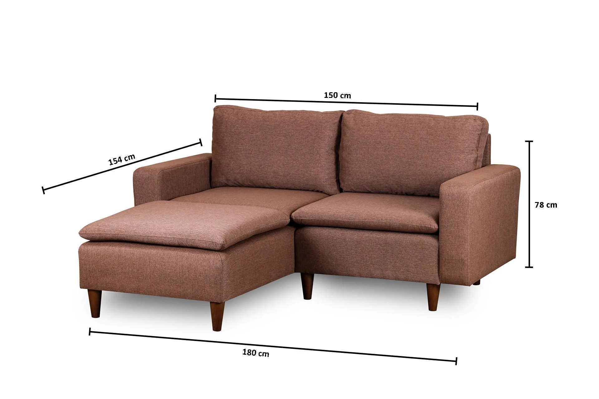 Lungo Mini Ecksofa Hellbraun