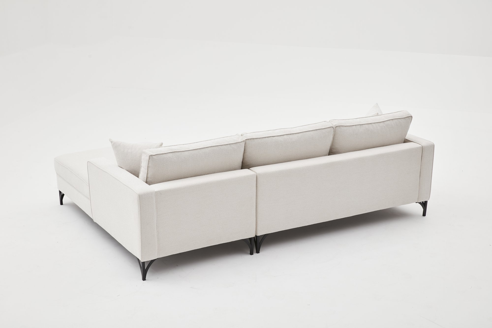 Lima Sofa Récamiere Rechts Creme mit schwarzen Beinen