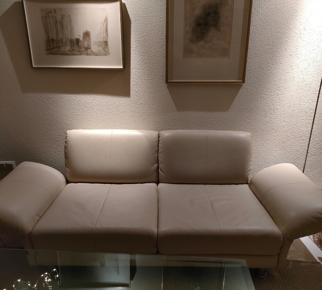 Sofa Leder Beige