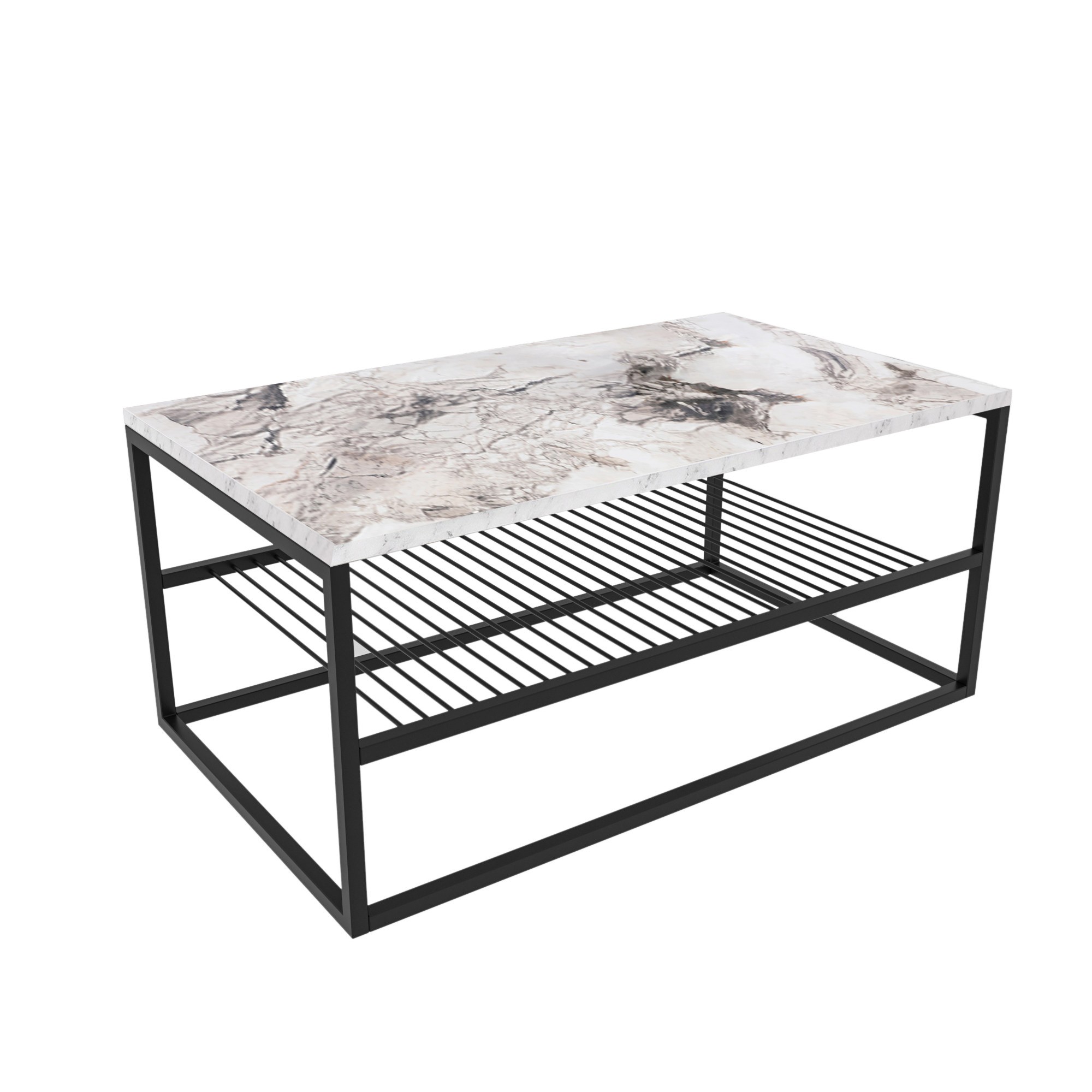 Asude Couchtisch Holzfurnier Weiß Schwarz