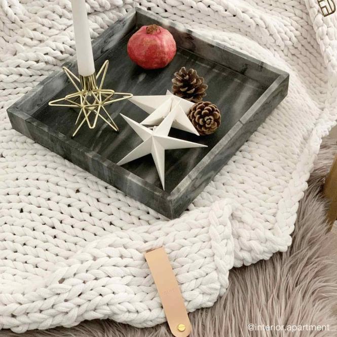 Marble tray square dark gray