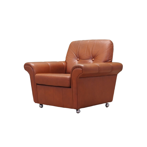 Poltrona Vintage Pelle Marrone anni '60