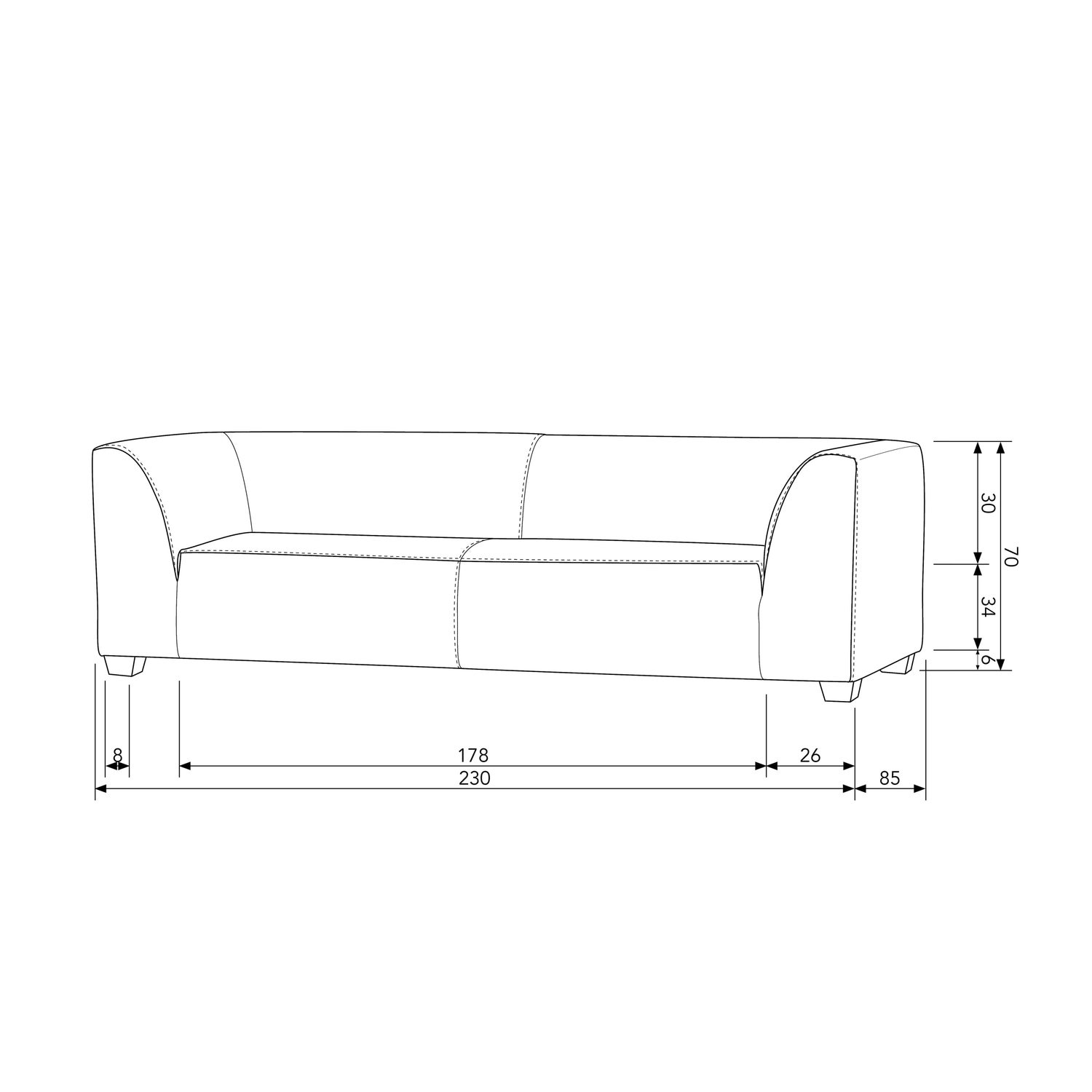 Hollandia Garten 3-Sitzer Sofa Grau