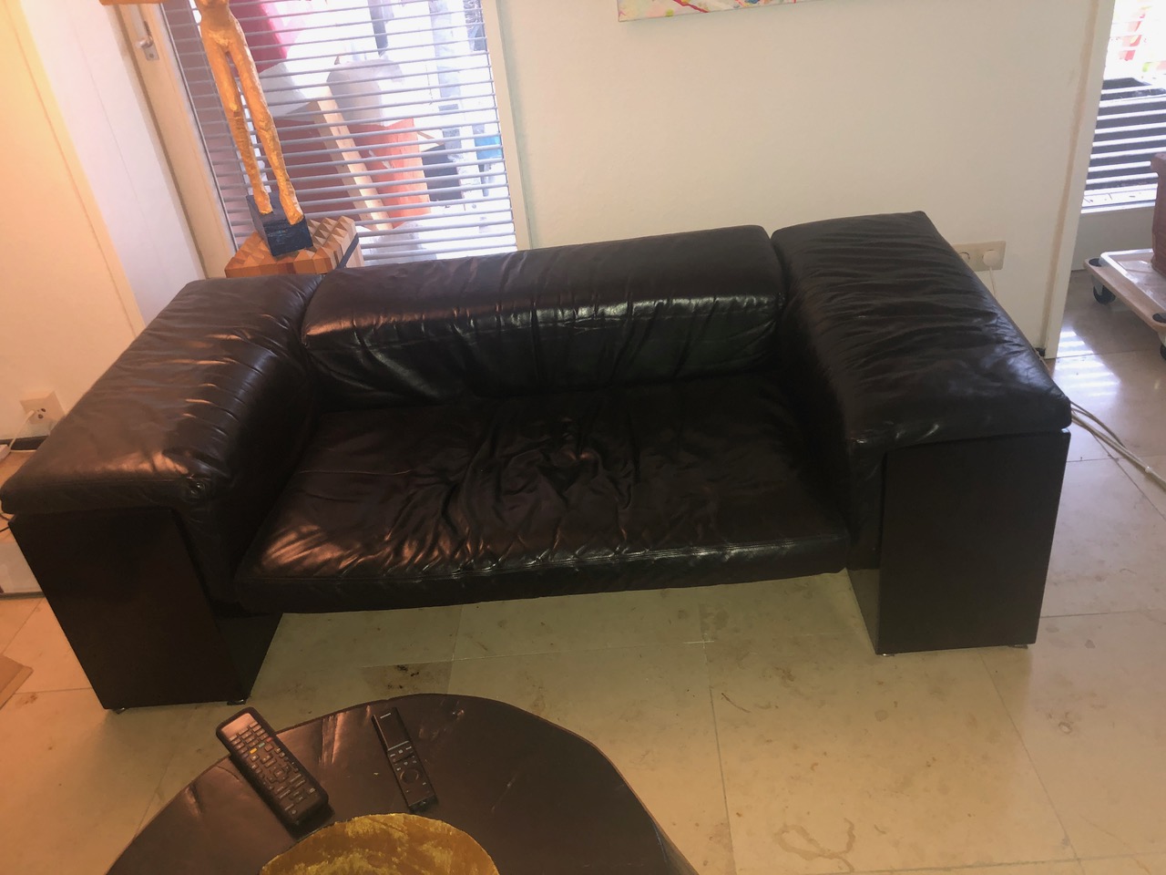 Brigadier Sofa 2-Sitzer Leder Schwarz