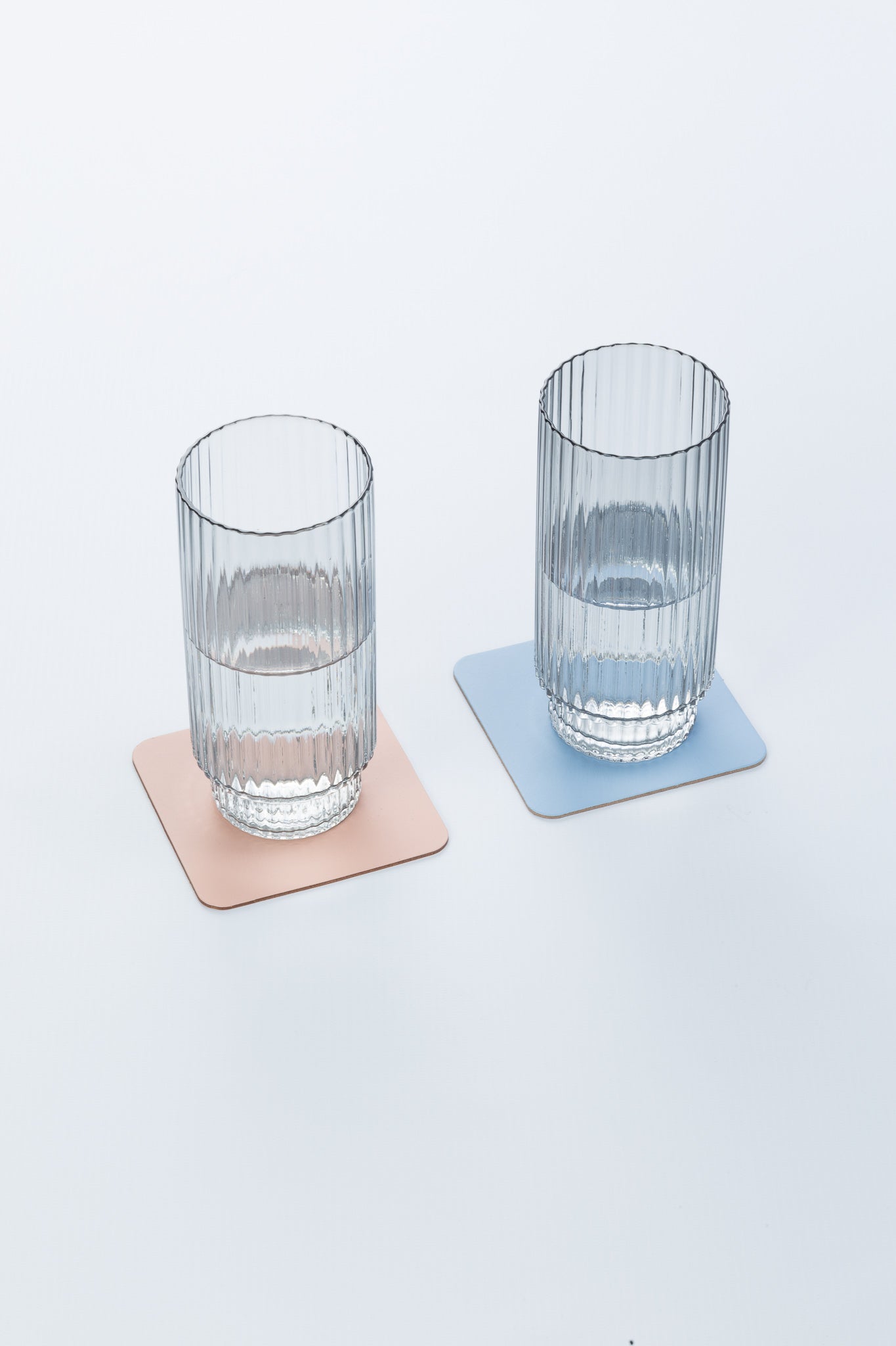 4x Coasters Square 100% Recycled Leather Light Blue