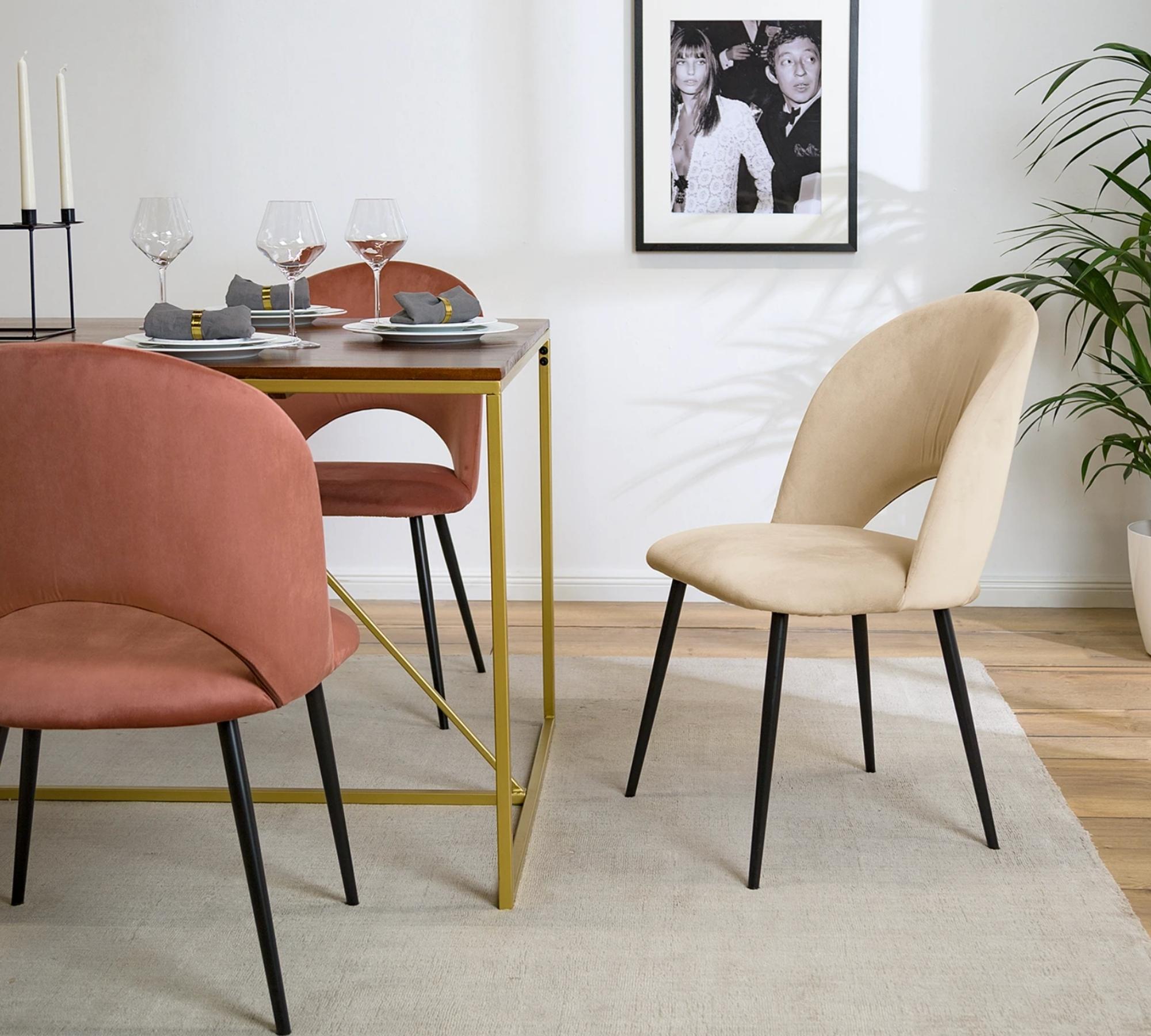 Polsterstuhl Samt Creme