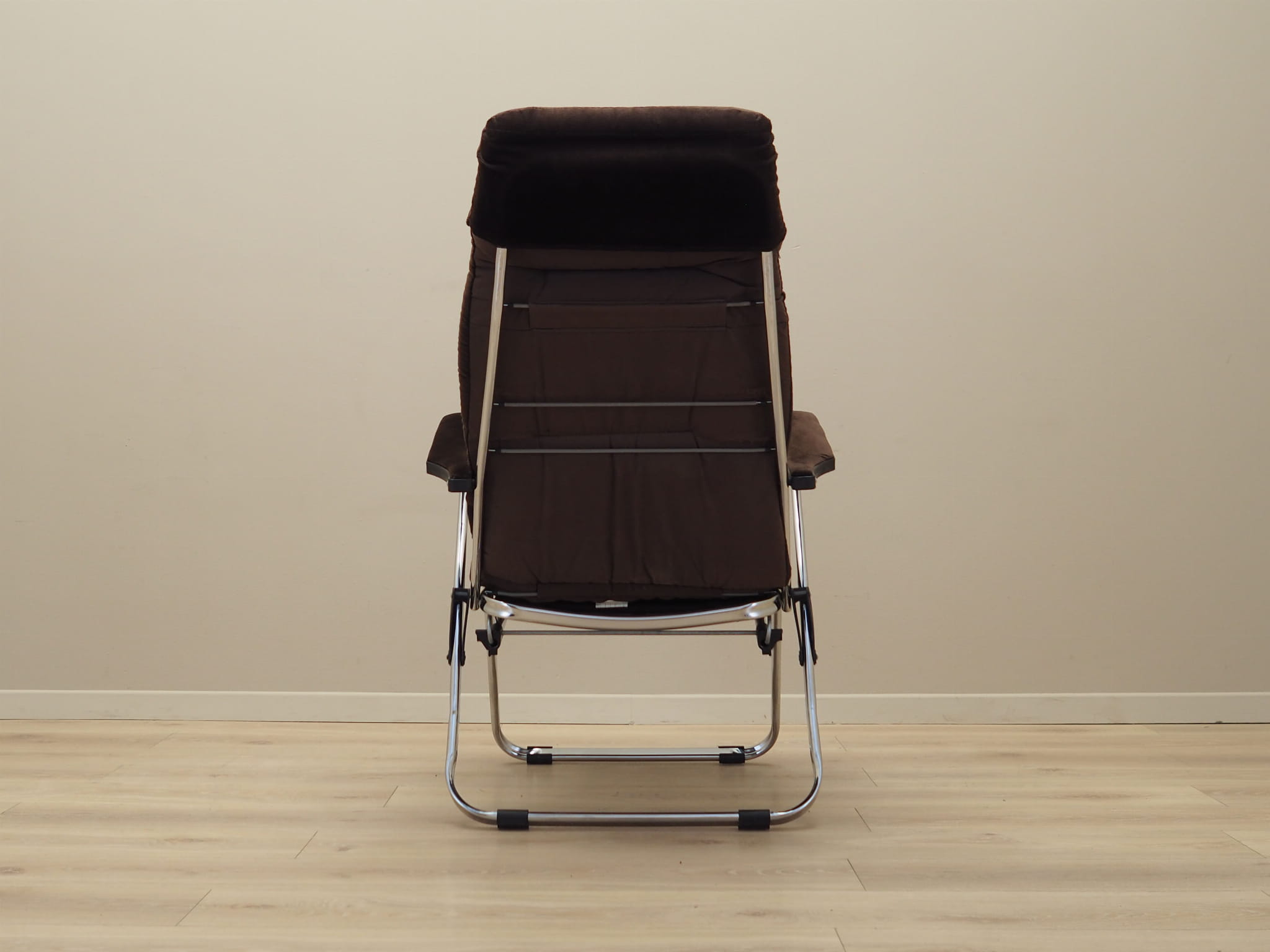 Vintage armchair velvet metal brown 1970s
