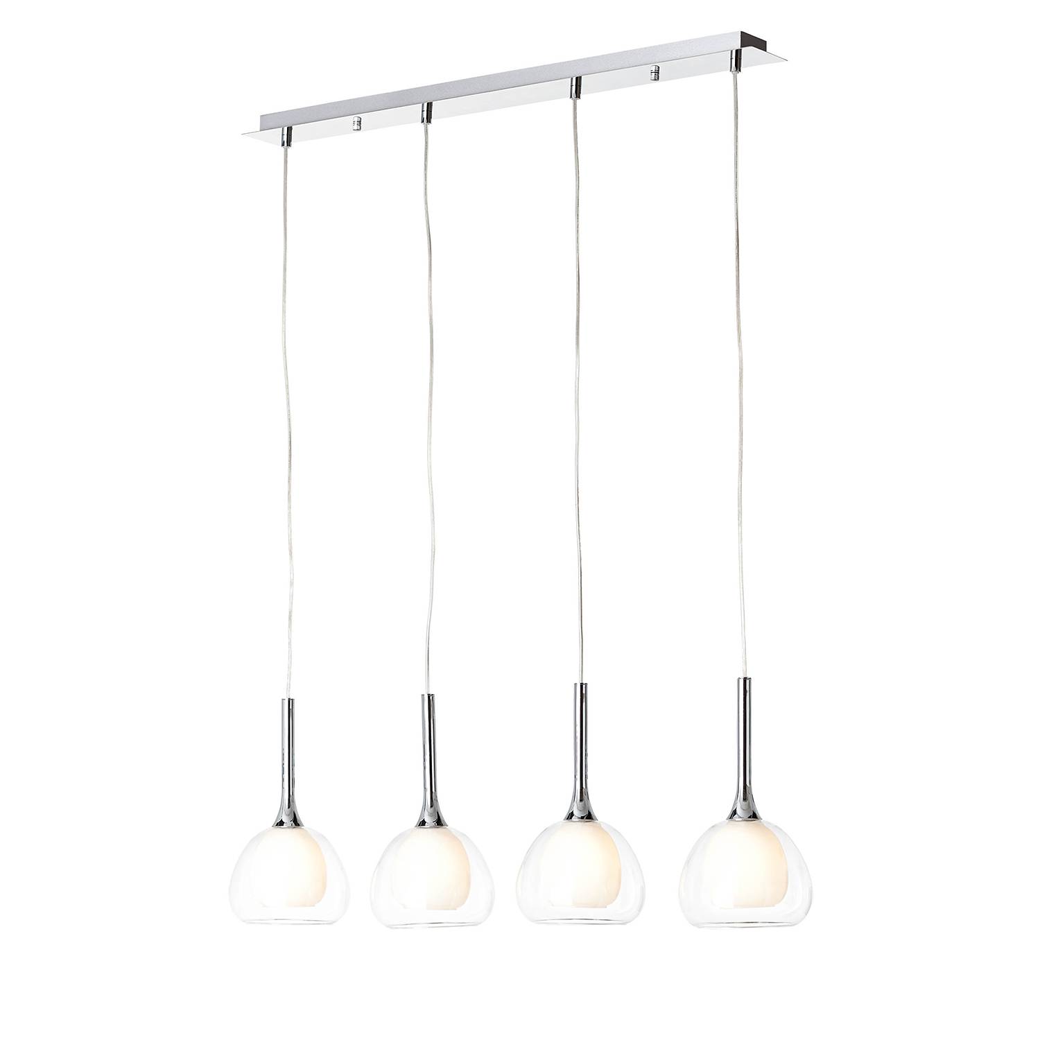 Pendant light Hadan IV frosted glass / iron 4-flame