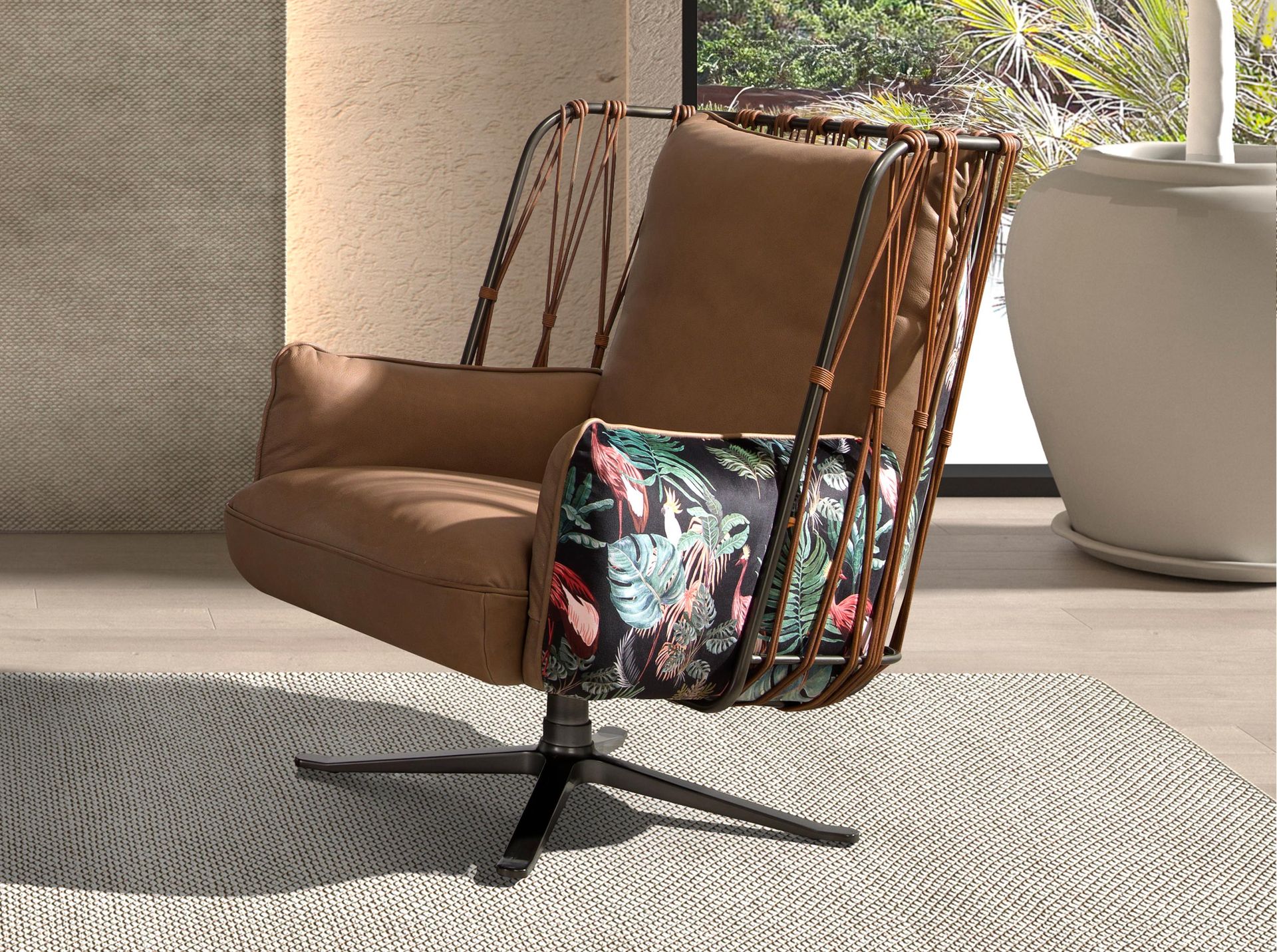 Sessel Drehbar Leder Braun