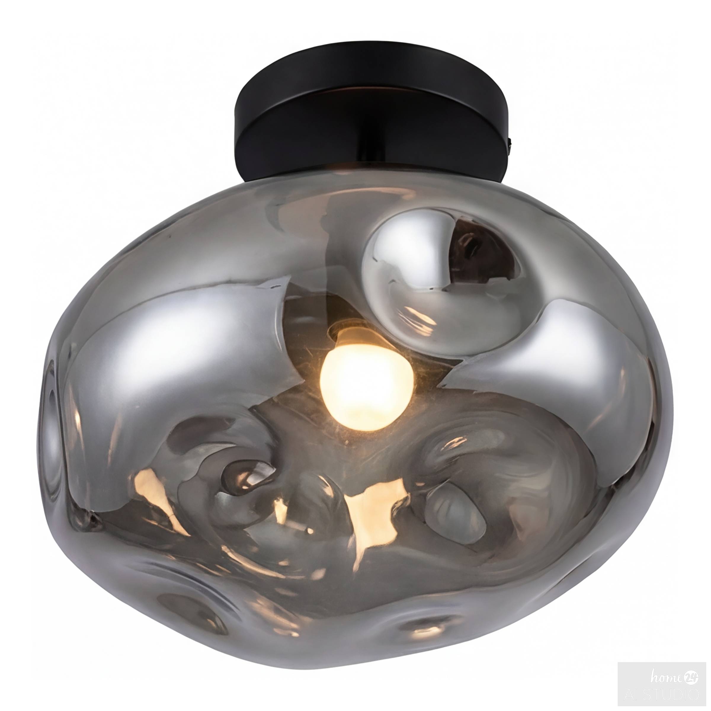 1-Light Wello Ceiling Lamp Smoked Glass Iron Grey