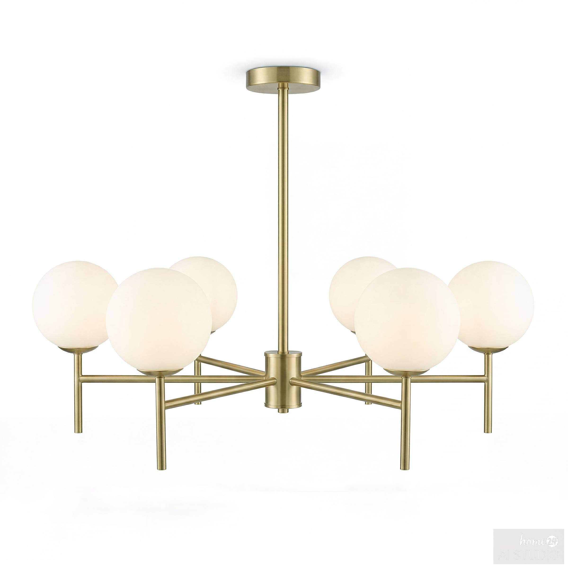 ELYRO Ceiling Light 6-Light Opal Glass Brass