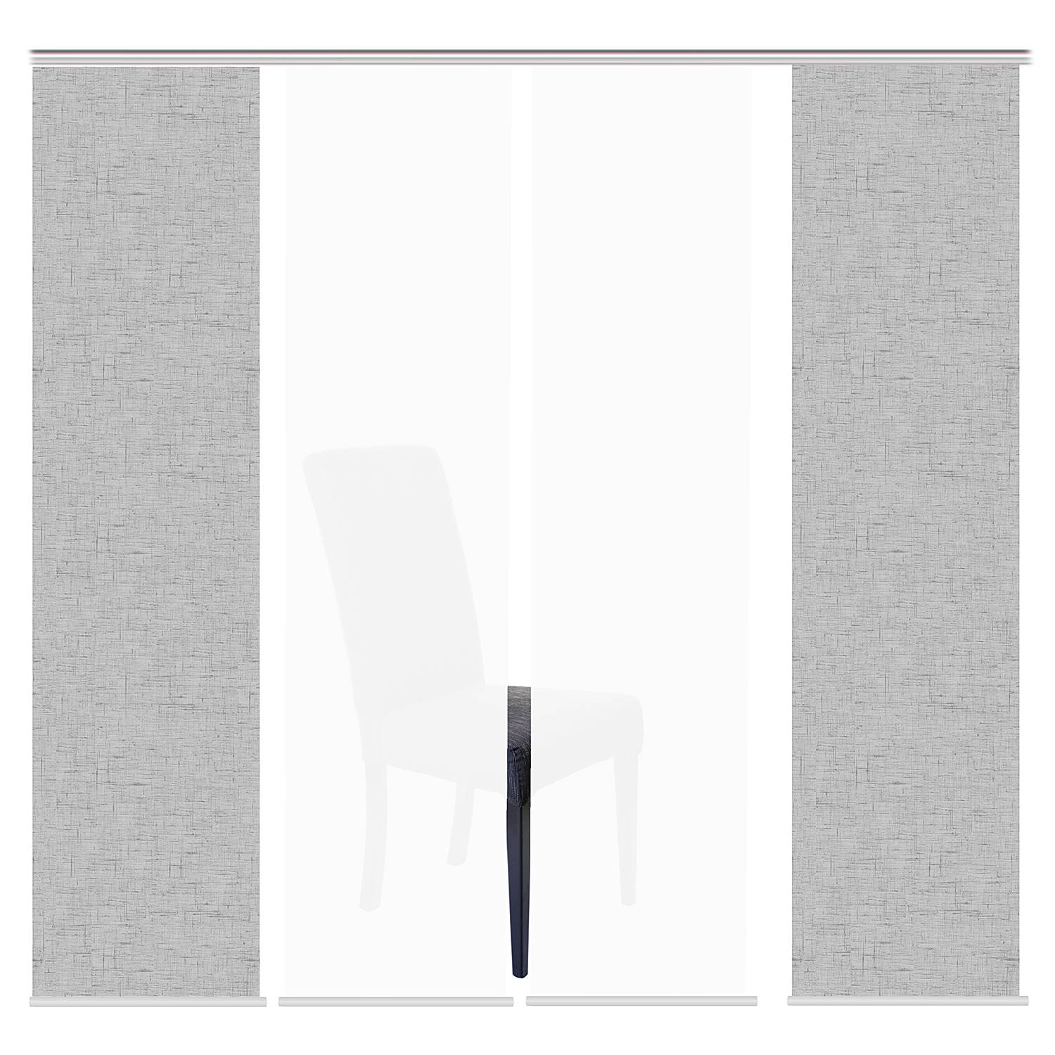 Schiebevorhang Pive Webstoff Silber 60 x 245 cm 4er Set