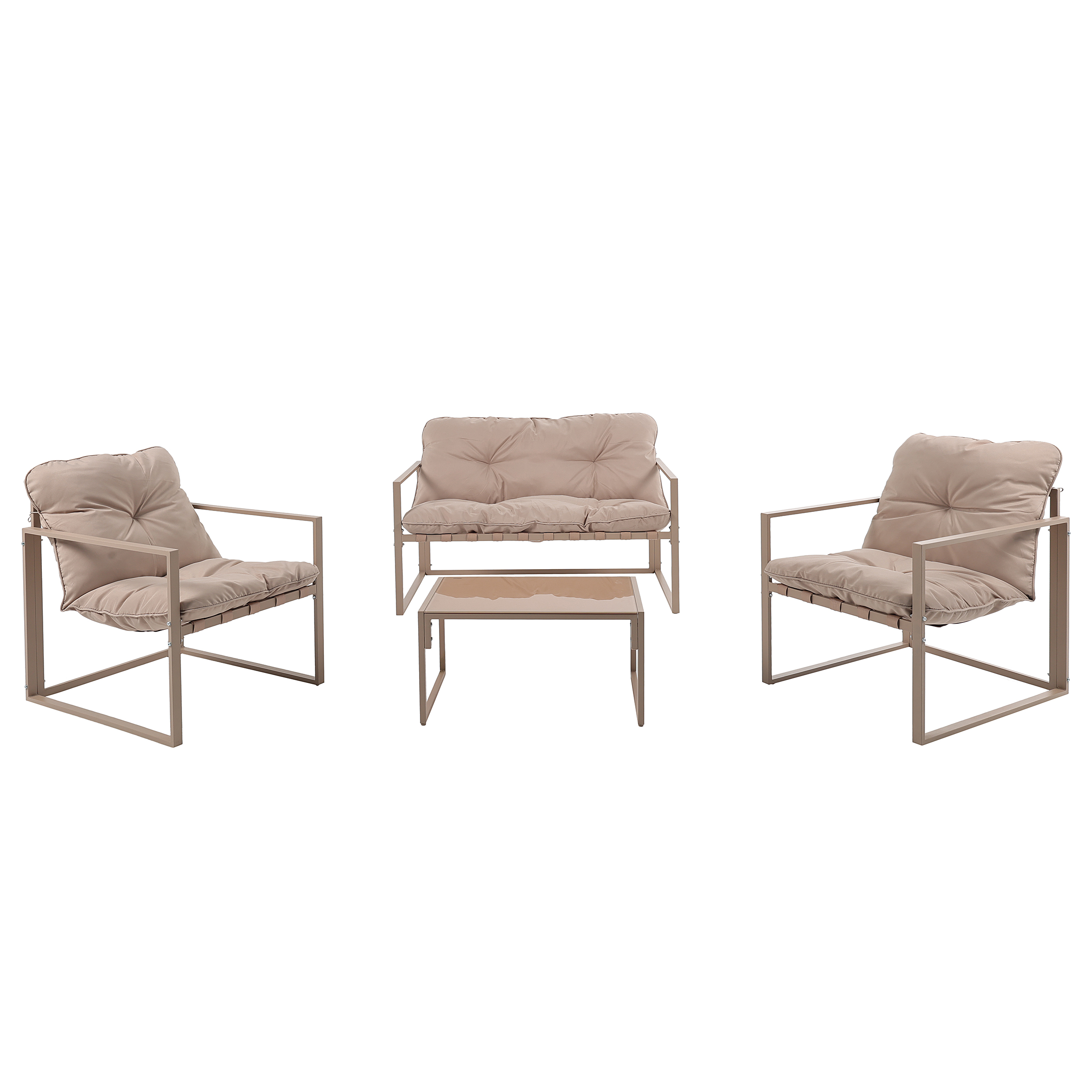 Garten Lounge Set Savva 4er Set Webstoff Beige