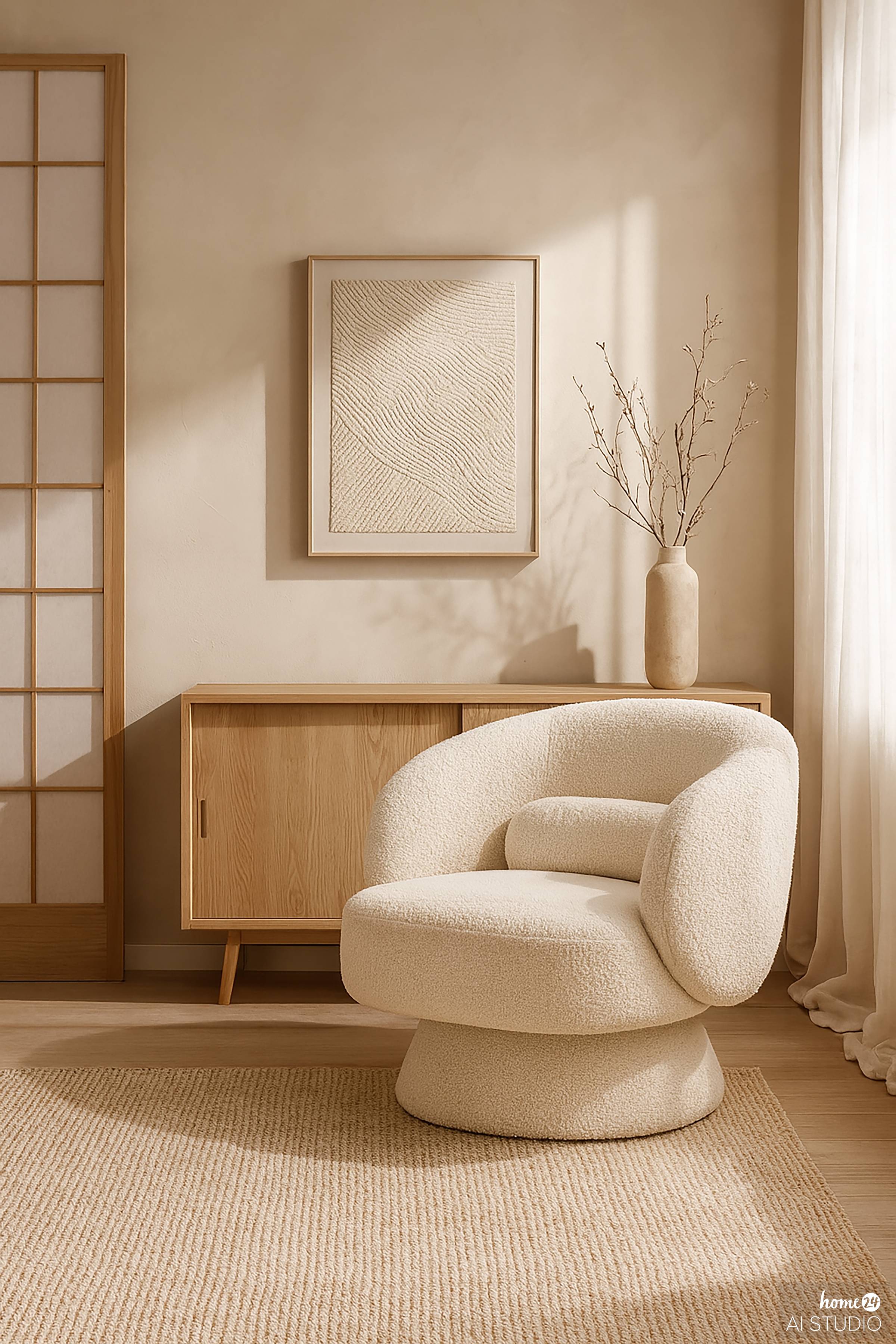 Drehbarer Loungesessel LANARE Creme
