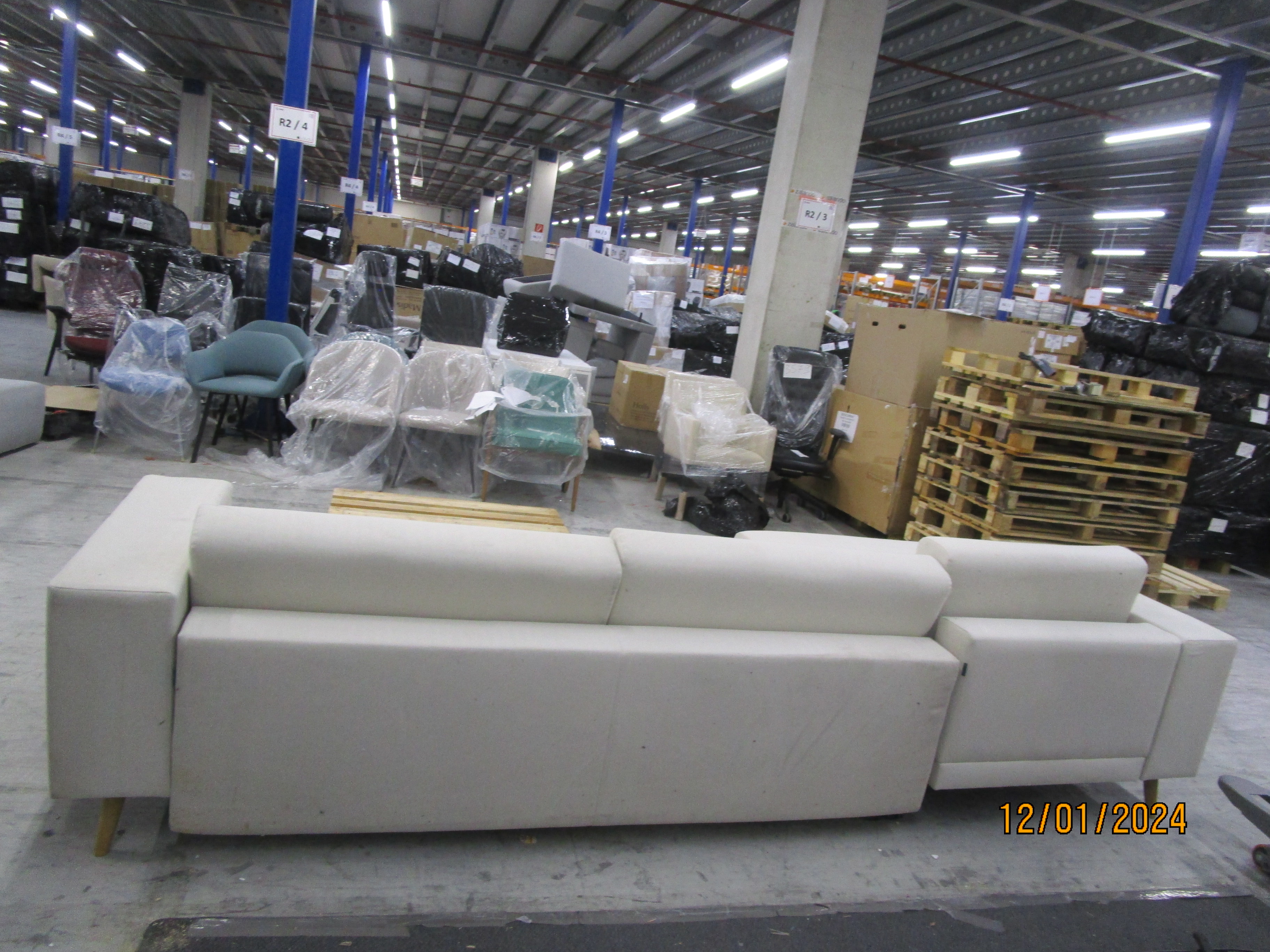 Tyme Schlafsofa Récamiere Links Vegane Wolle Cremebeige