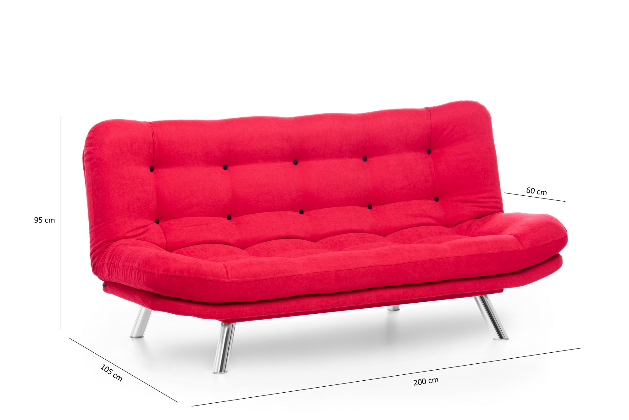 Misa Schlafsofa 3-Sitzer Rot