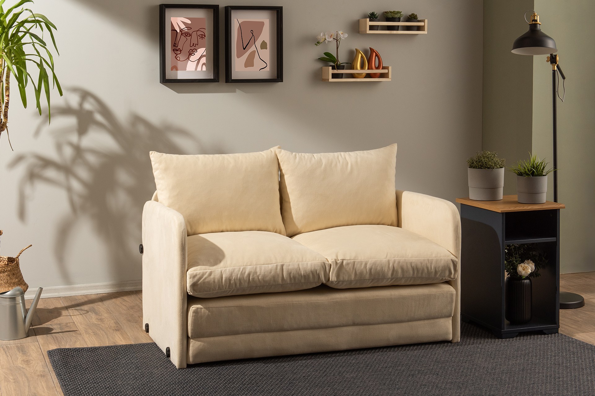 Saga Sofa Bed 2-seater Cream