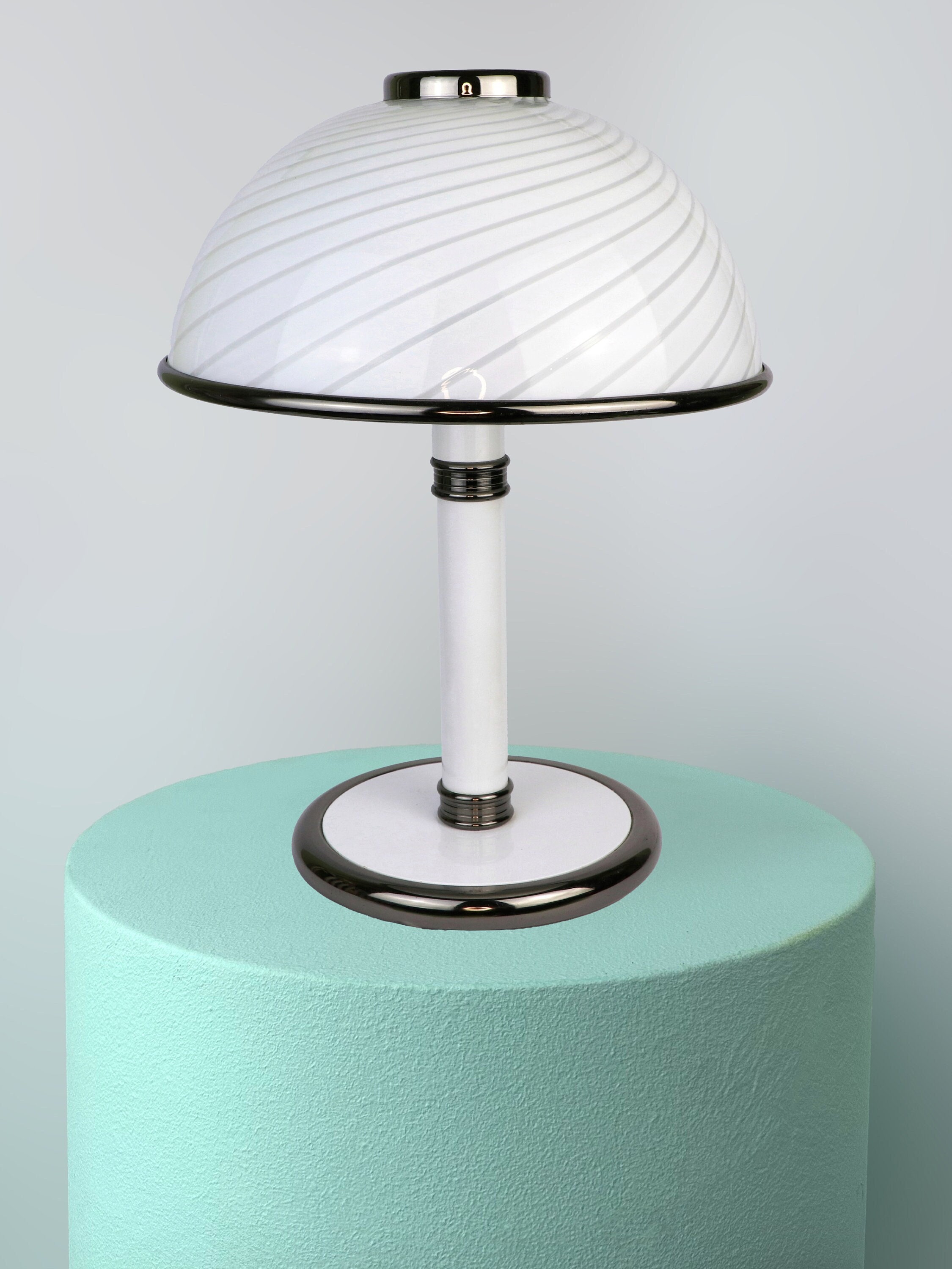Lampada da tavolo a fungo vintage in vetro di Murano anni '80